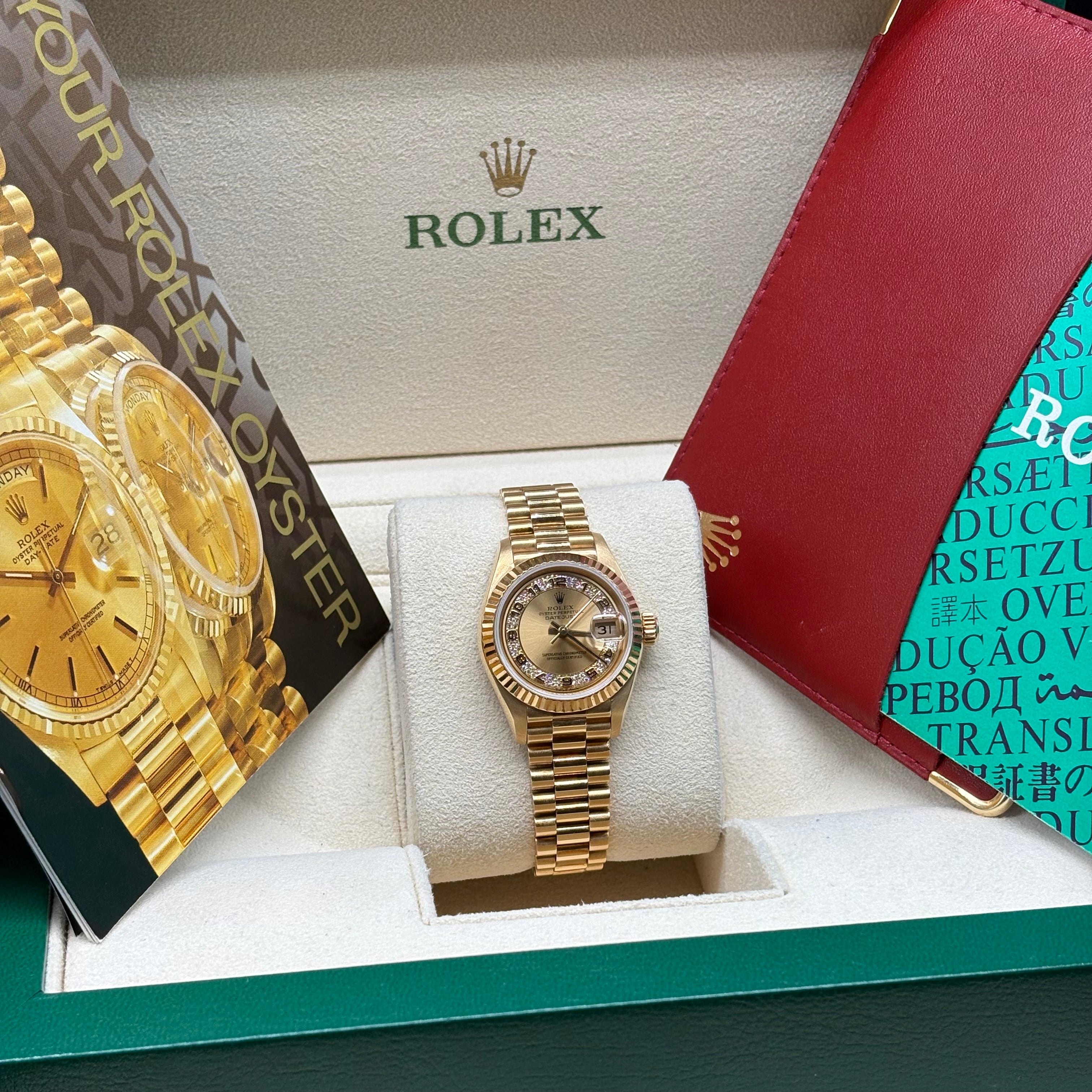 Rolex Lady-Datejust 26mm 18k Solid Gold Factory Champagne Diamond