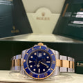 Rolex Submariner Date 40mm ref 116613LB Bluesy two tone yellow gold blue dial and blue ceramic bezel at Adonia Jewellers in Yorkville, Toronto