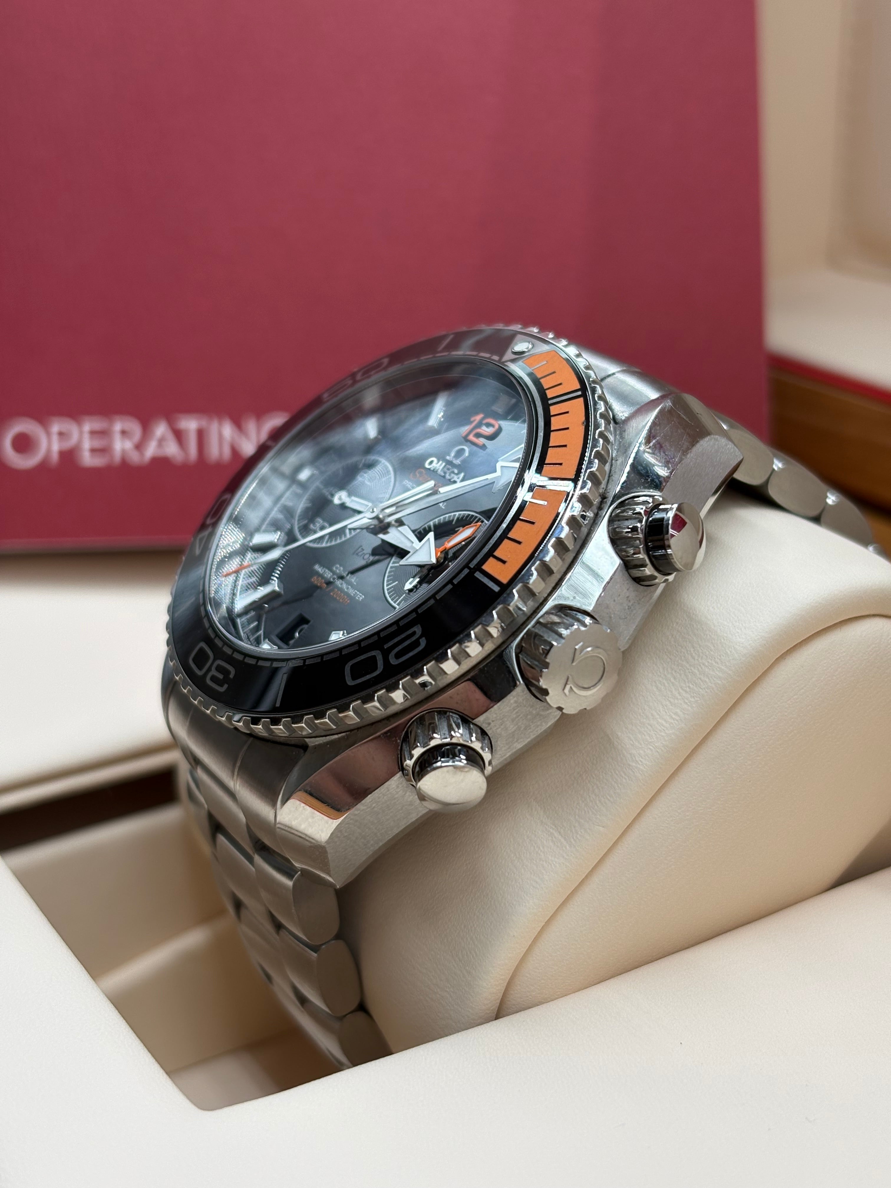 Omega Seamaster Planet Ocean 600M Chronograph 45.5mm Stainless Steel Black Dial Black & Orange Bezel Steel Bracelet Ref. 215.30.46.51.01.002