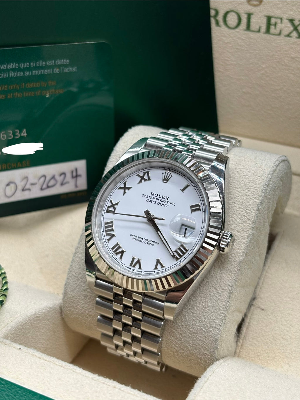 Rolex Datejust 41mm White Roman Dial Full-Set