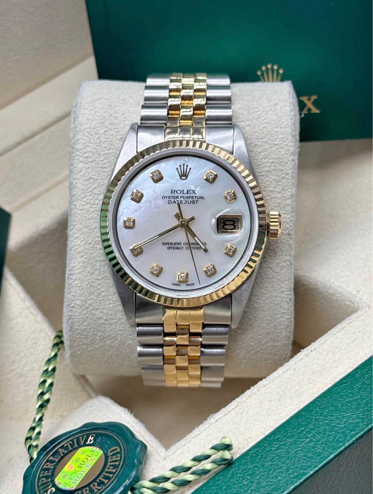 Rolex Datejust 36 Two-Tone Yellow Gold Mother-of-Pearl Diamond Dial