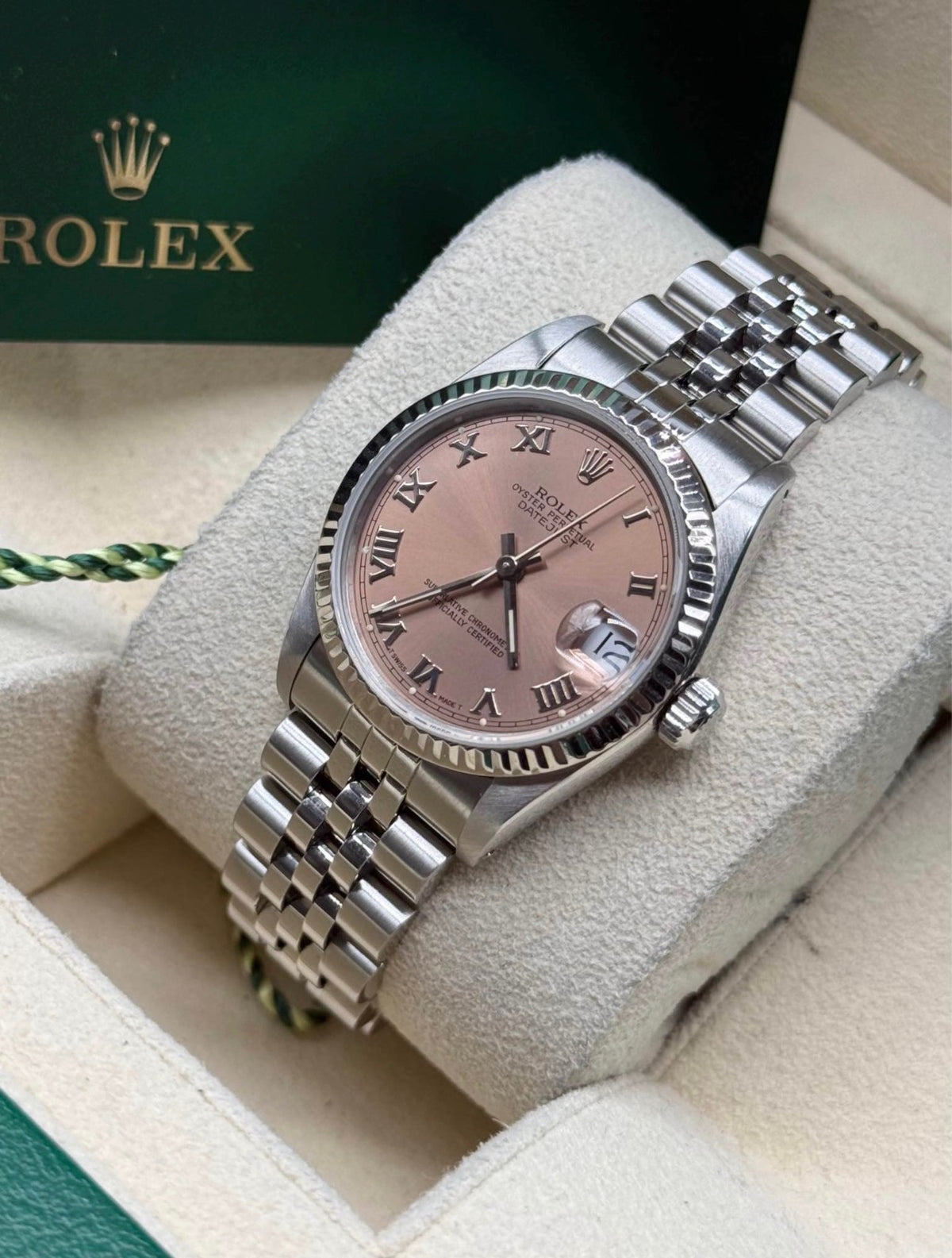 Rolex Lady-Datejust 31 Two-Tone White Gold & Stainless Steel Pink Roman Dial Ref. 68274