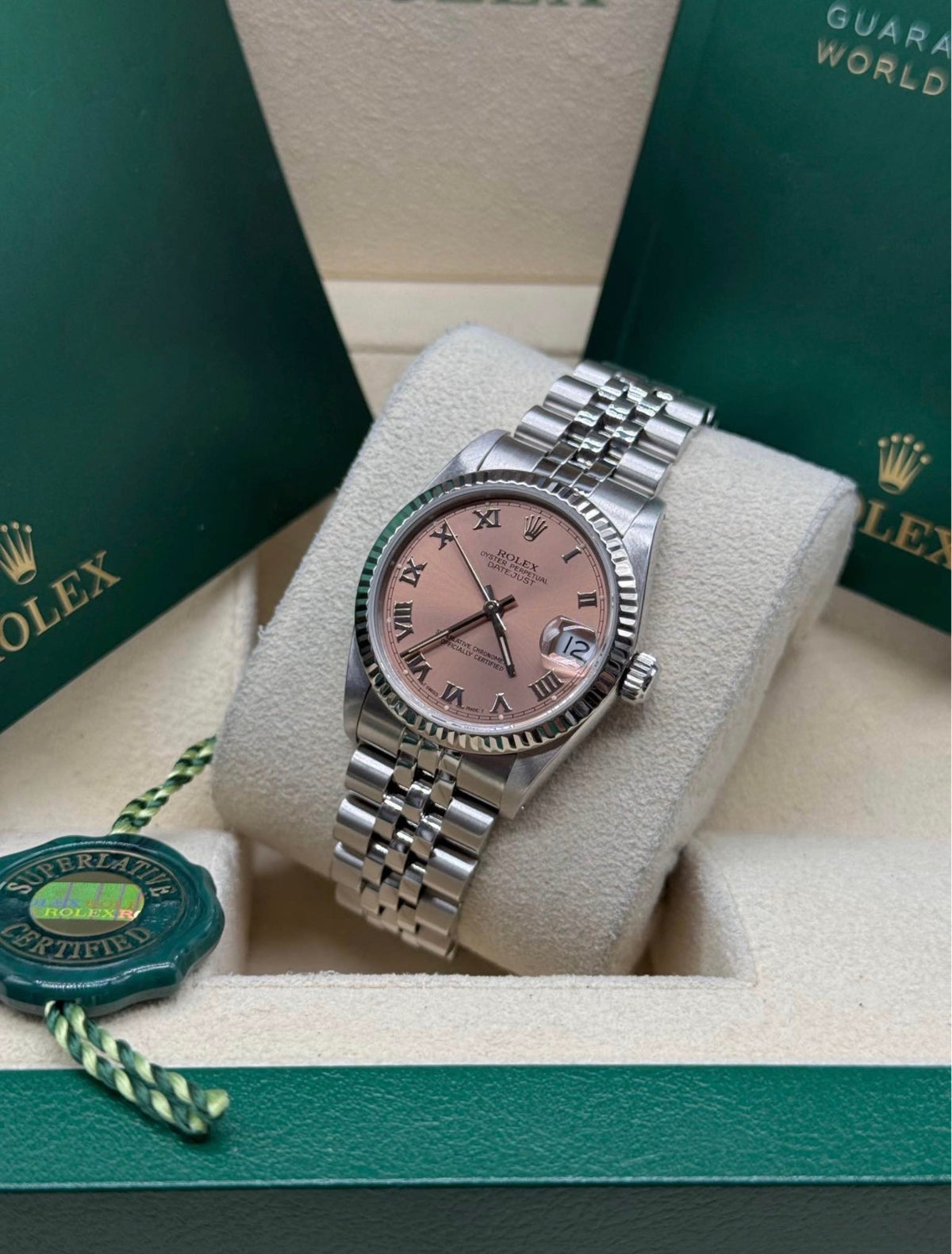 Rolex Lady-Datejust 31 Two-Tone White Gold & Stainless Steel Pink Roman Dial Ref. 68274