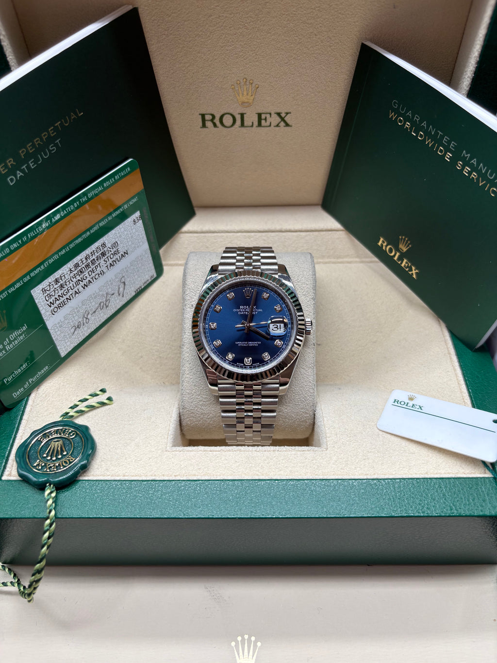 Rolex Datejust 41mm Blue Diamond Dial Full-Set