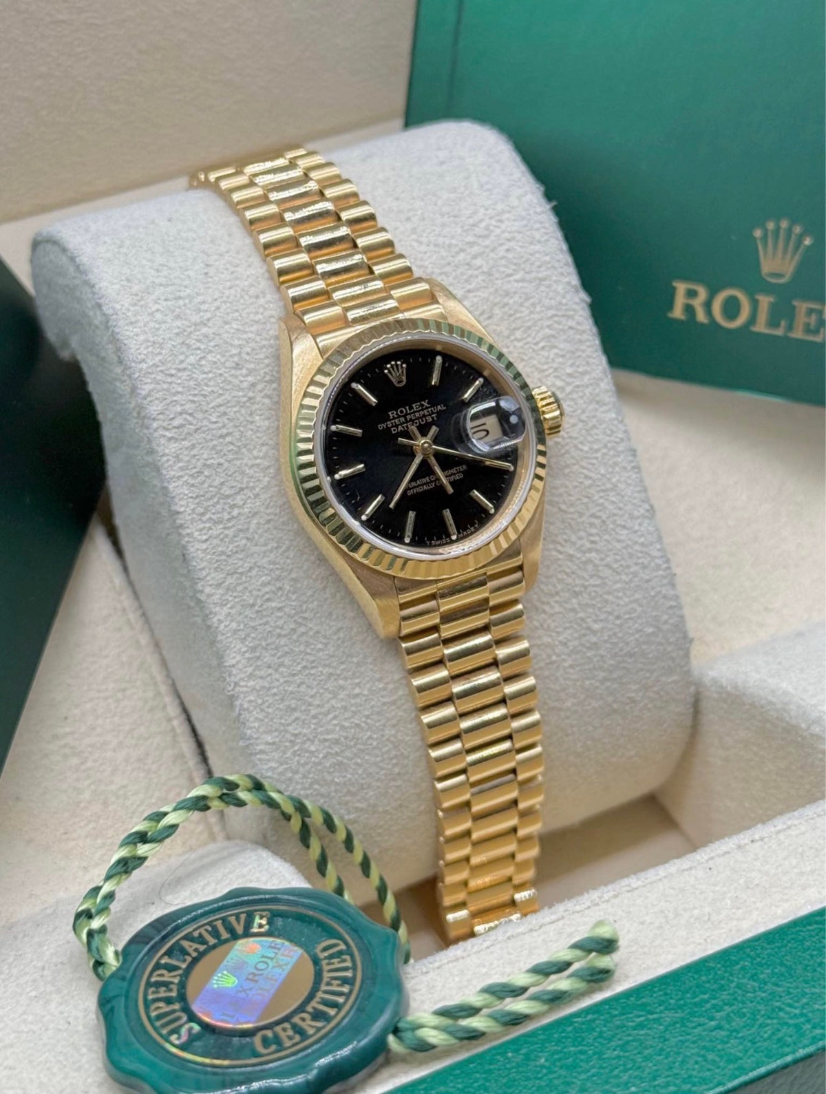 Rolex Datejust 26 Solid Yellow Gold Black Dial Ref. 69178