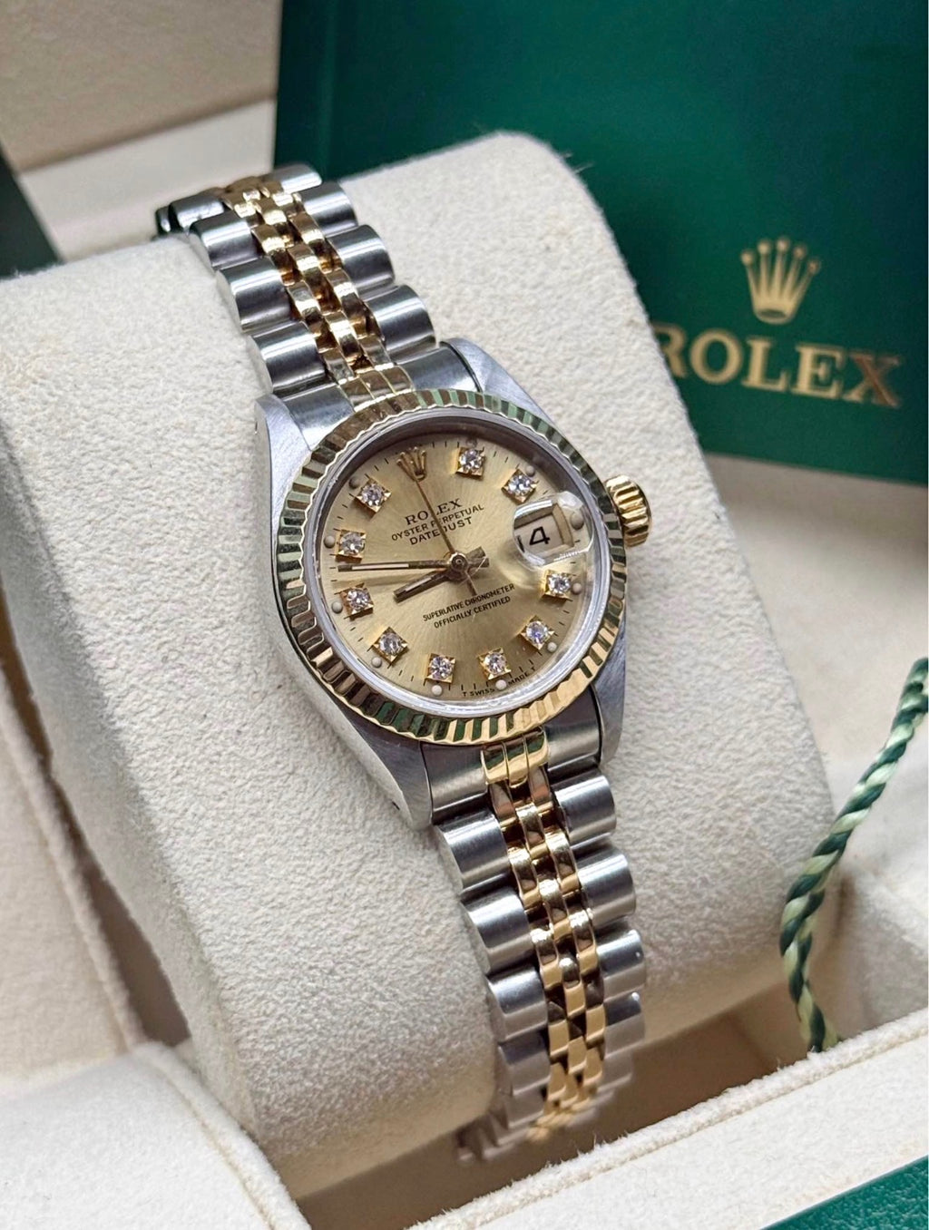 Rolex Datejust 26 Two-Tone Yellow Gold Champagne Diamond Dial Ref. 69173