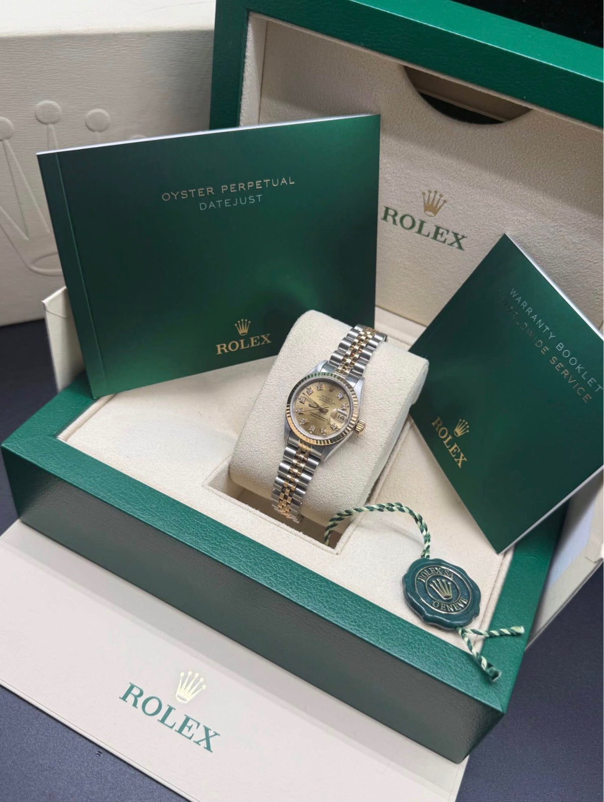 Rolex Datejust 26 Two-Tone Yellow Gold Champagne Diamond Dial Ref. 69173