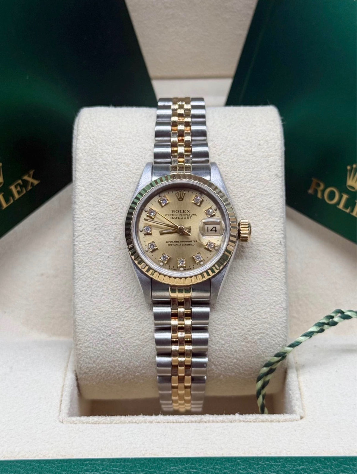 Rolex Datejust 26 Two-Tone Yellow Gold Champagne Diamond Dial Ref. 69173