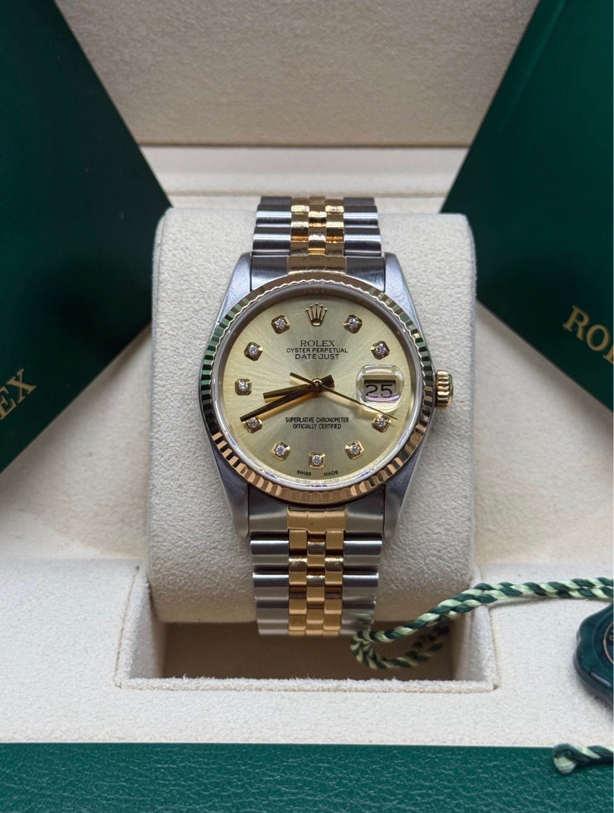 Rolex Datejust 36 Two-Tone Yellow Gold Champagne Diamond Dial Ref. 16233