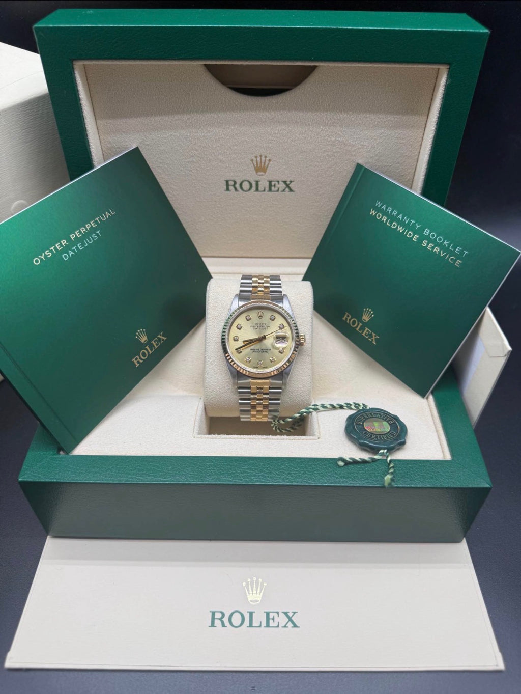 Rolex Datejust 36 Two-Tone Yellow Gold Champagne Diamond Dial Ref. 16233