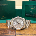 Rolex Datejust 41 ref 126334 Oystersteel silver stick dial with white gold fluted bezel on Oyster bracelet at Adonia Jewellers in Yorkville, Toronto