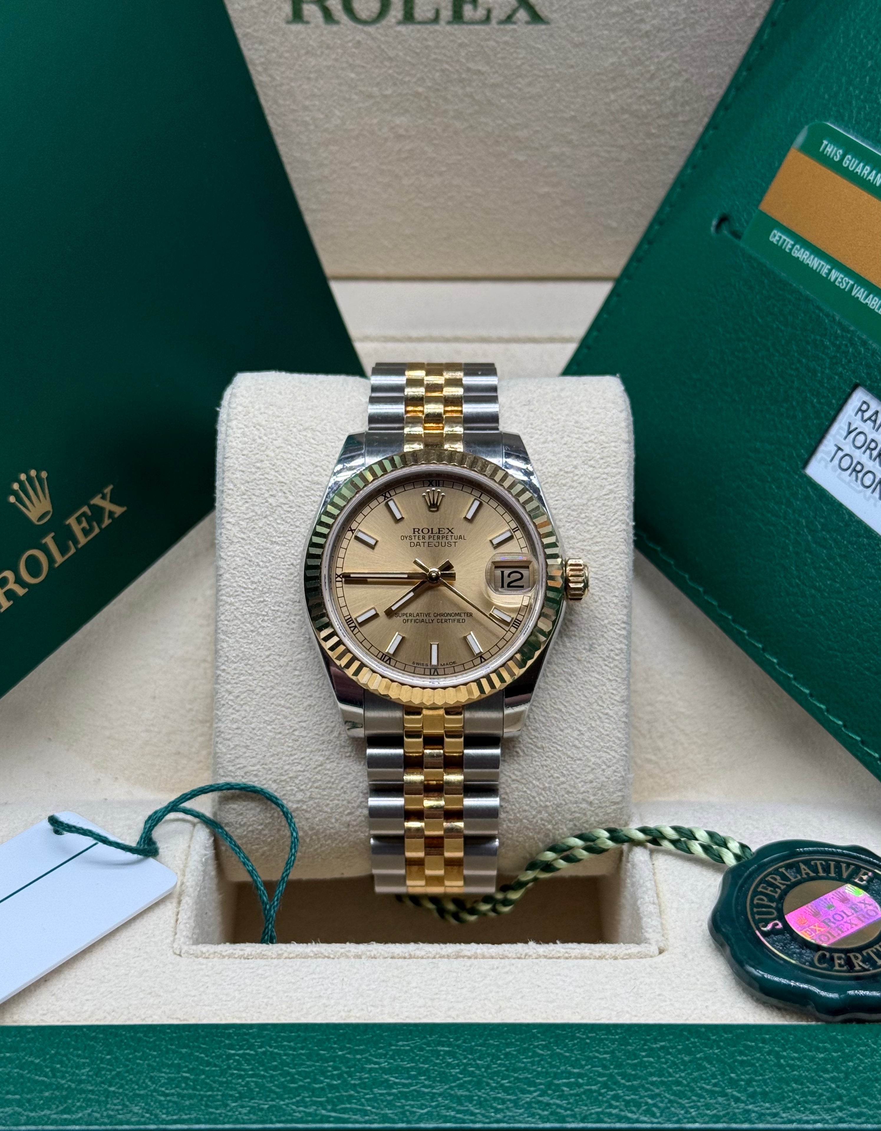Rolex Datejust 31mm Two-Tone Stainless Steel & 18K Yellow Gold Champagne Dial