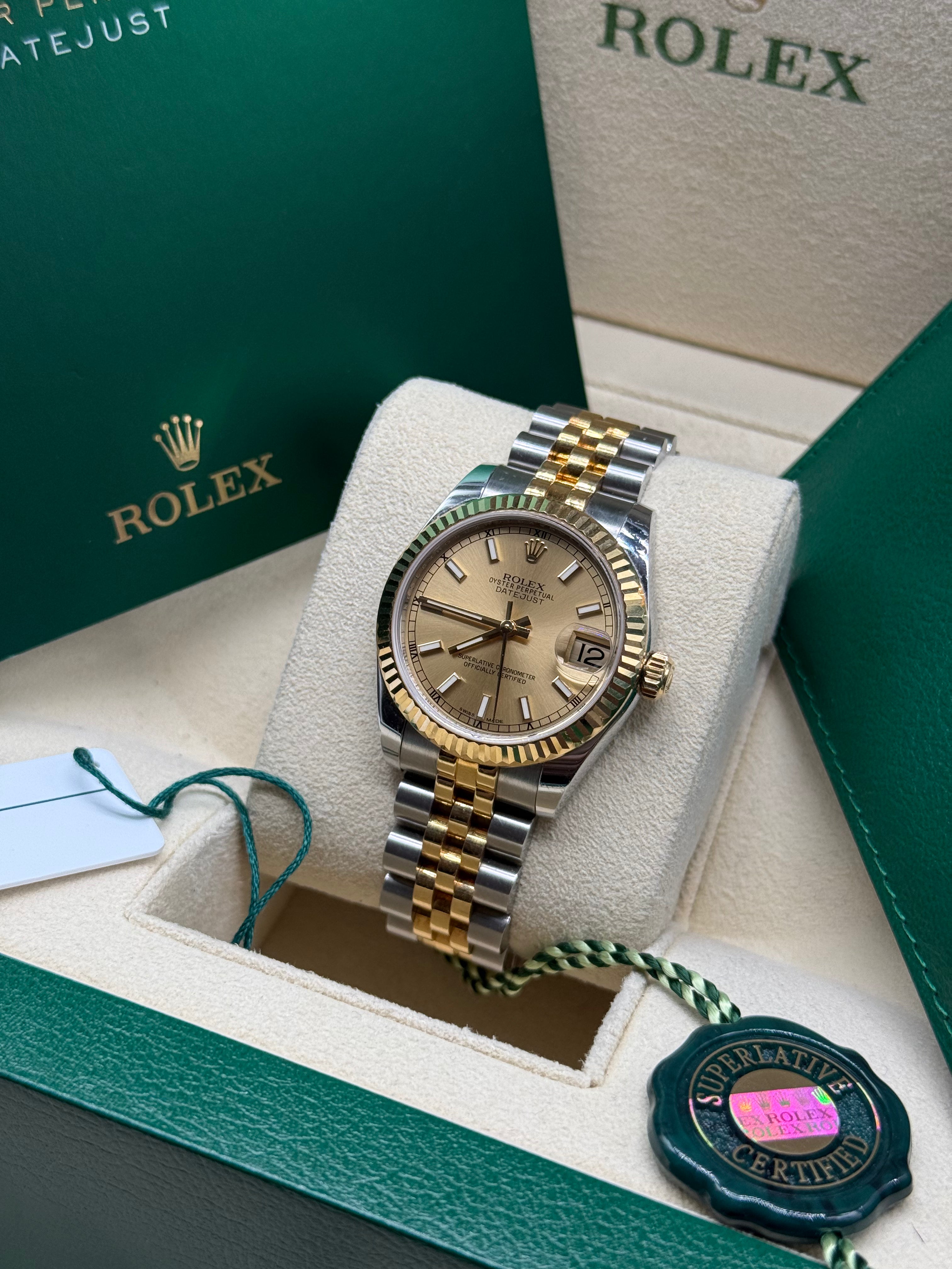 Rolex Datejust 31mm Two-Tone Stainless Steel & 18K Yellow Gold Champagne Dial