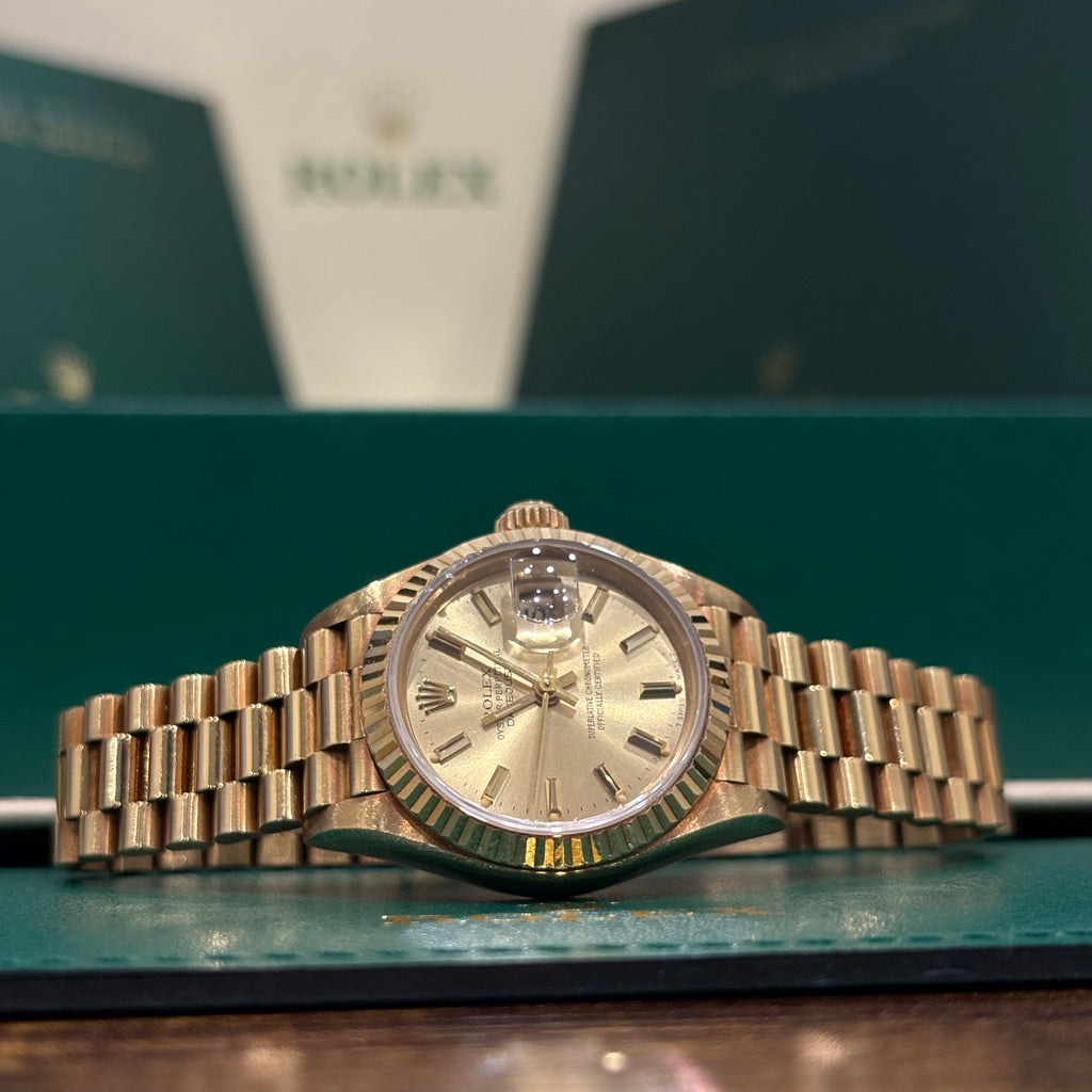Rolex Datejust 26 Champagne Stick Dial 18K Yellow Gold - Ref. 69178