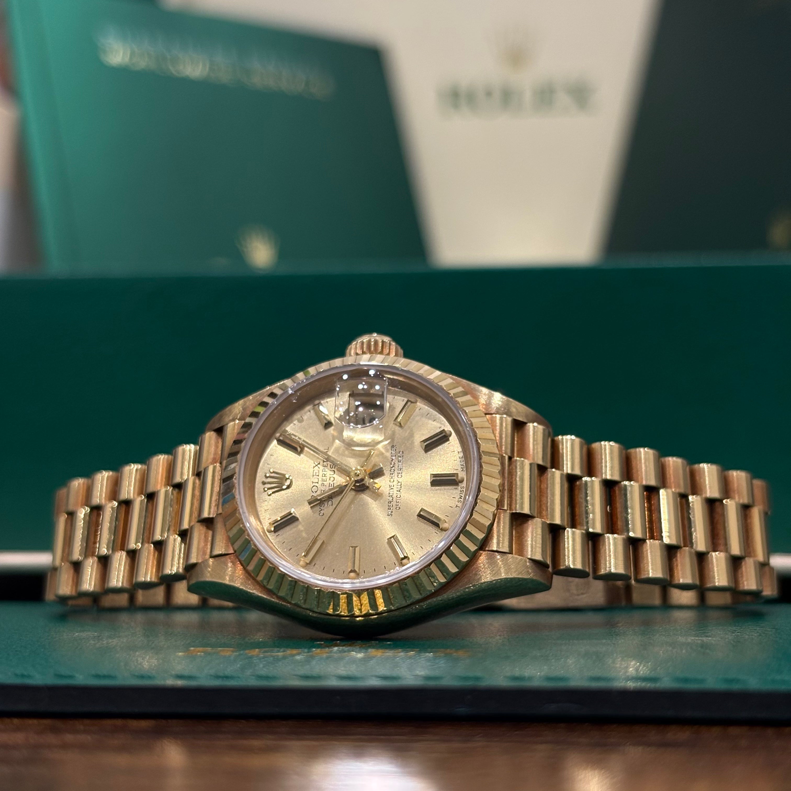 Rolex Datejust 26 Champagne Stick Dial 18K Yellow Gold - Ref. 69178