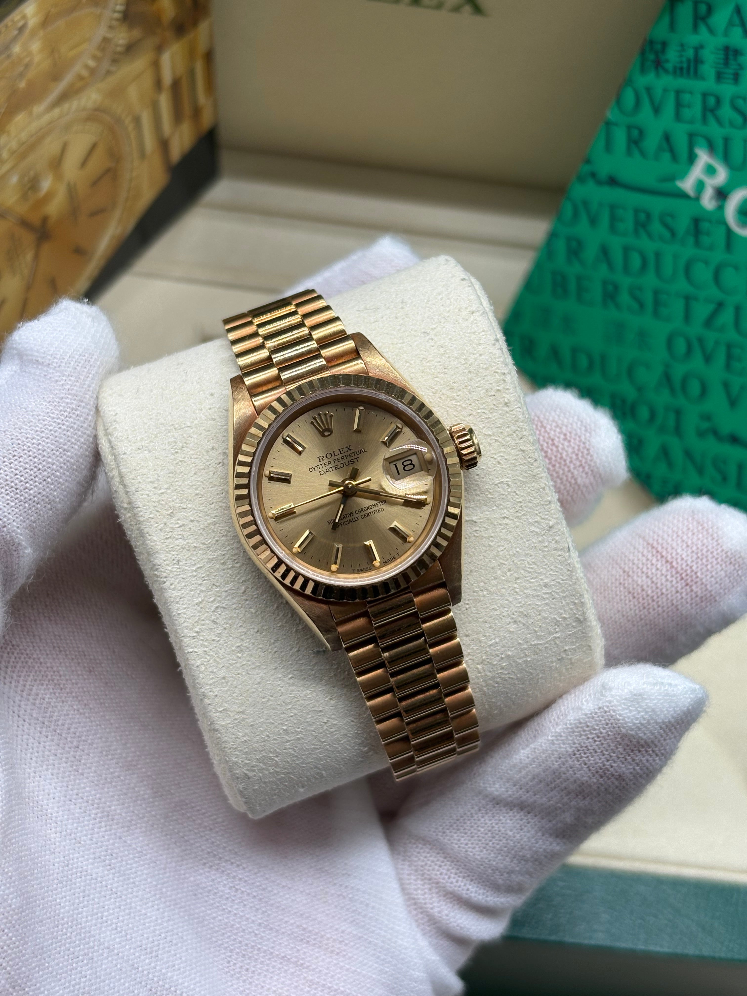 Rolex Lady-Datejust 26mm Champagne Dial 18kt Yellow Gold – Adonia