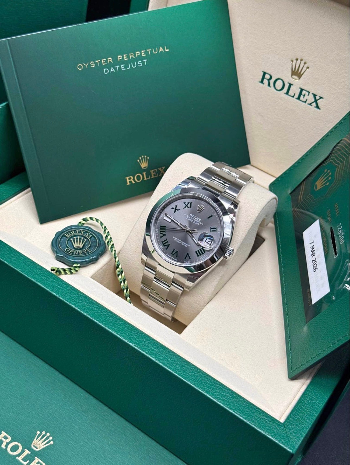 Rolex Datejust 41 Stainless Steel "Wimbledon" Dial 126300 Full Set