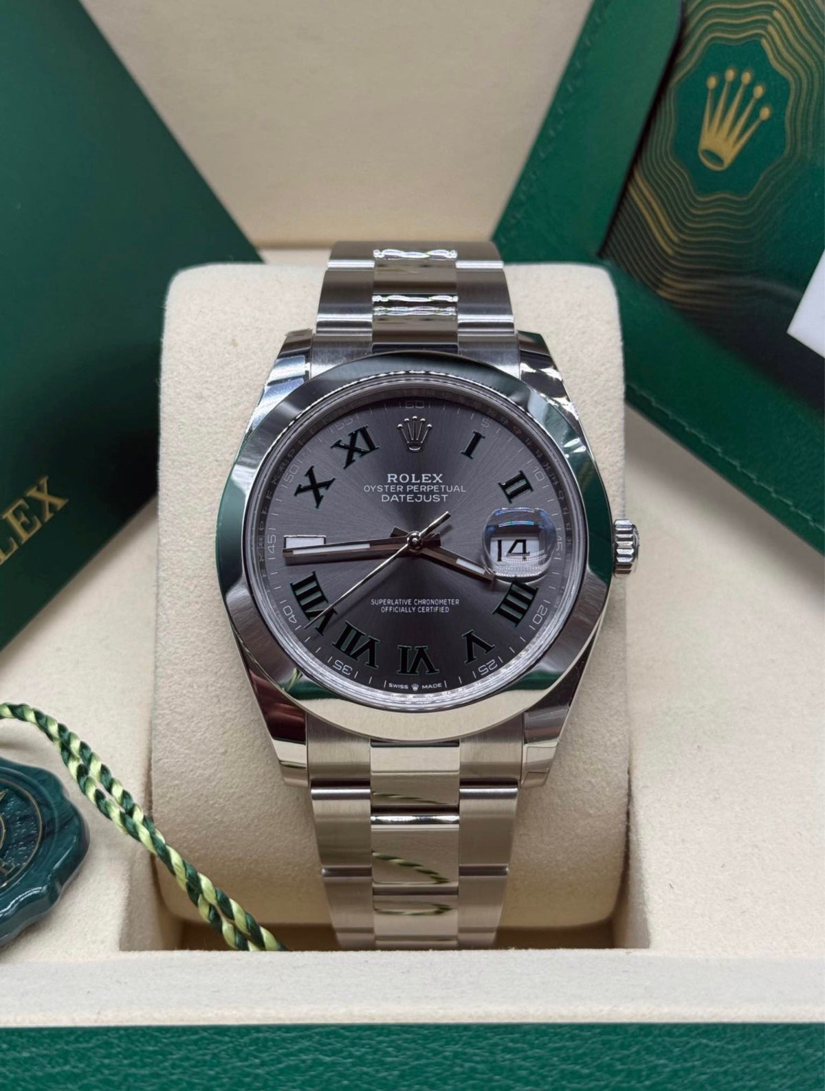 Rolex Datejust 41 Stainless Steel "Wimbledon" Dial 126300 Full Set