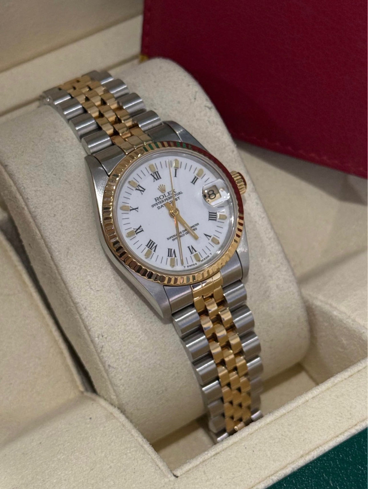 Rolex Datejust 31 White Roman Dial Oystersteel and 18K Yellow Gold - Ref. 68273