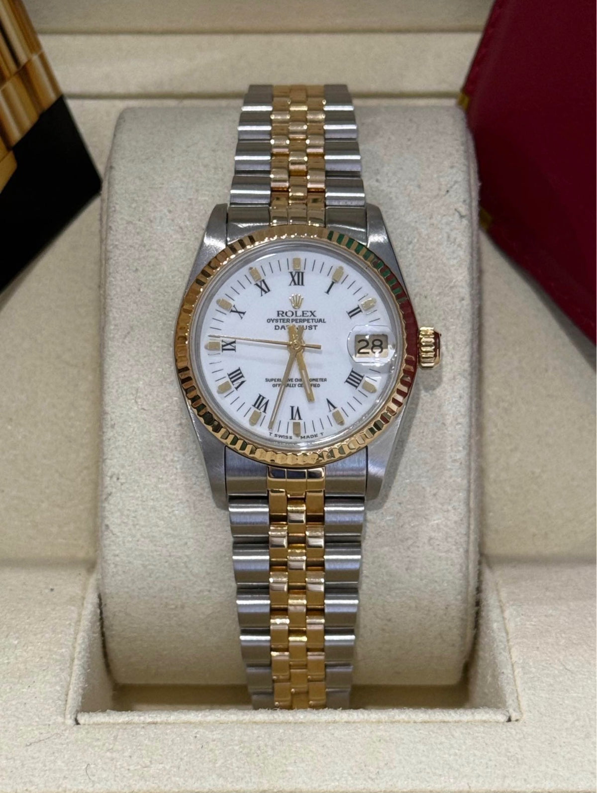Rolex Datejust 31 White Roman Dial Oystersteel and 18K Yellow Gold - Ref. 68273