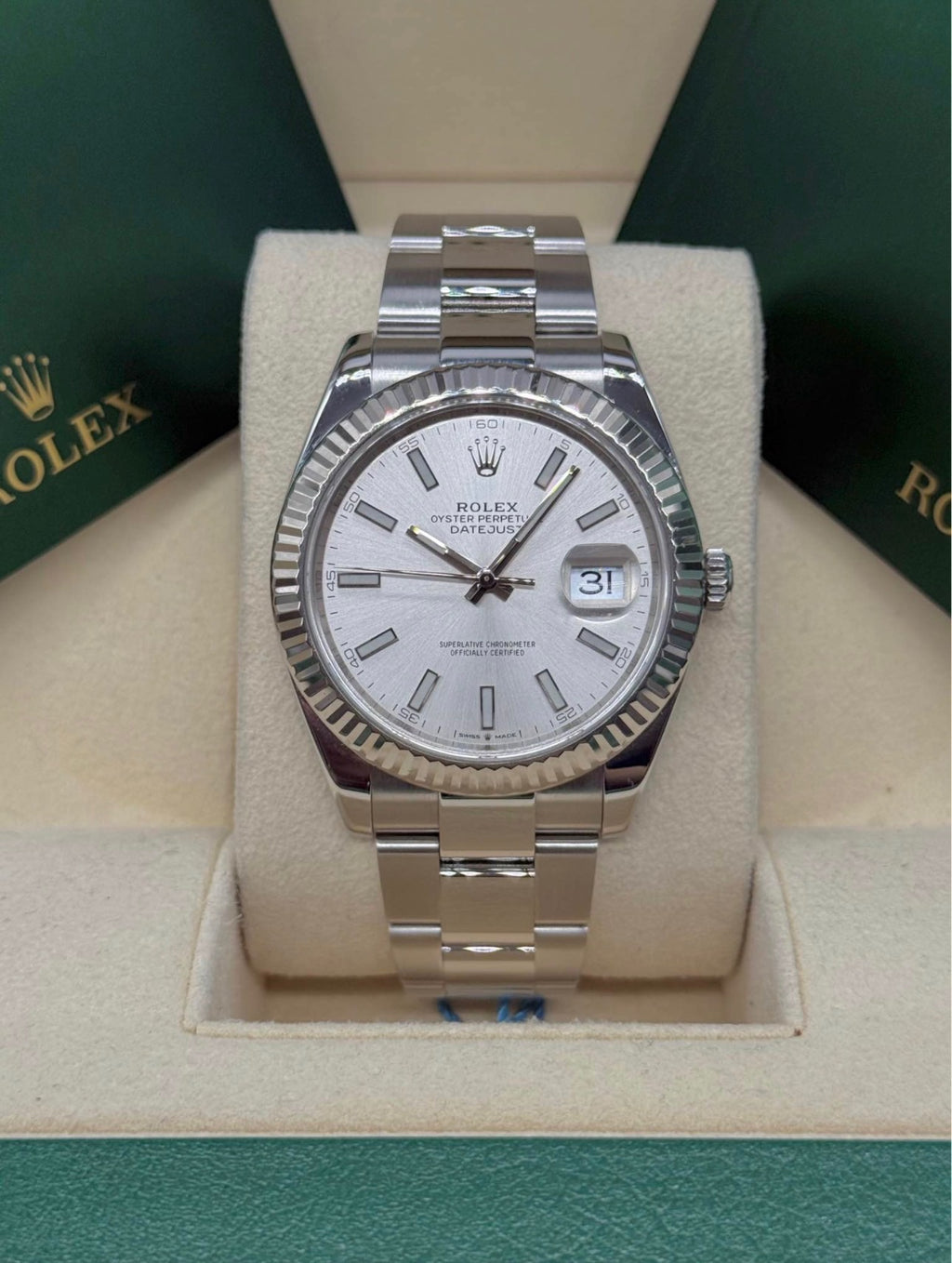 Rolex Datejust 41 Silver Stick Dial Oystersteel - Ref. 126334