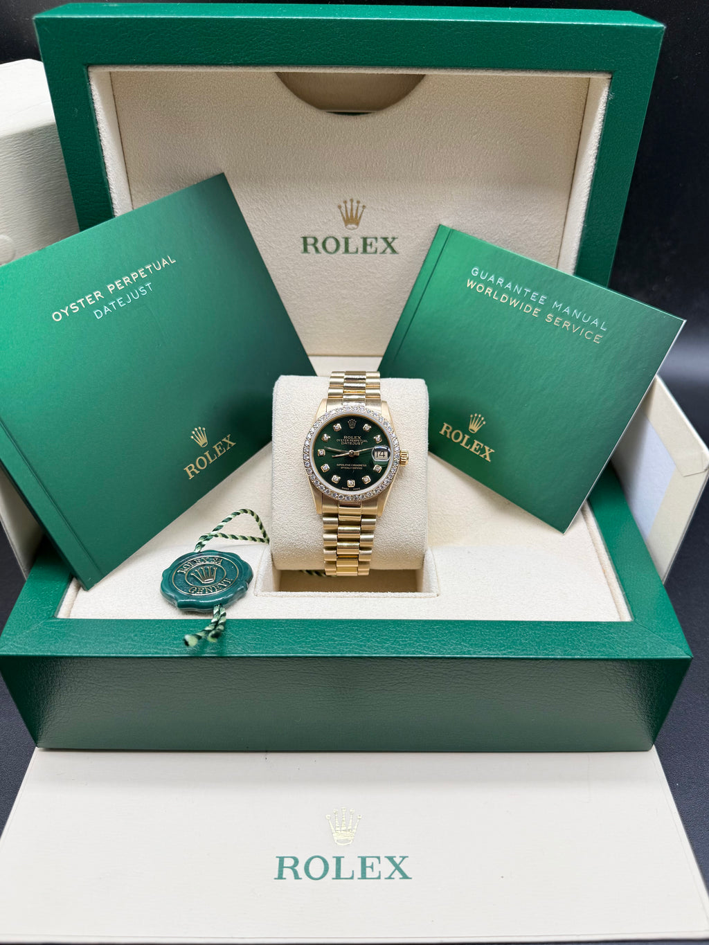 Rolex Datejust 31mm 18K Yellow Gold Green Diamond Dial