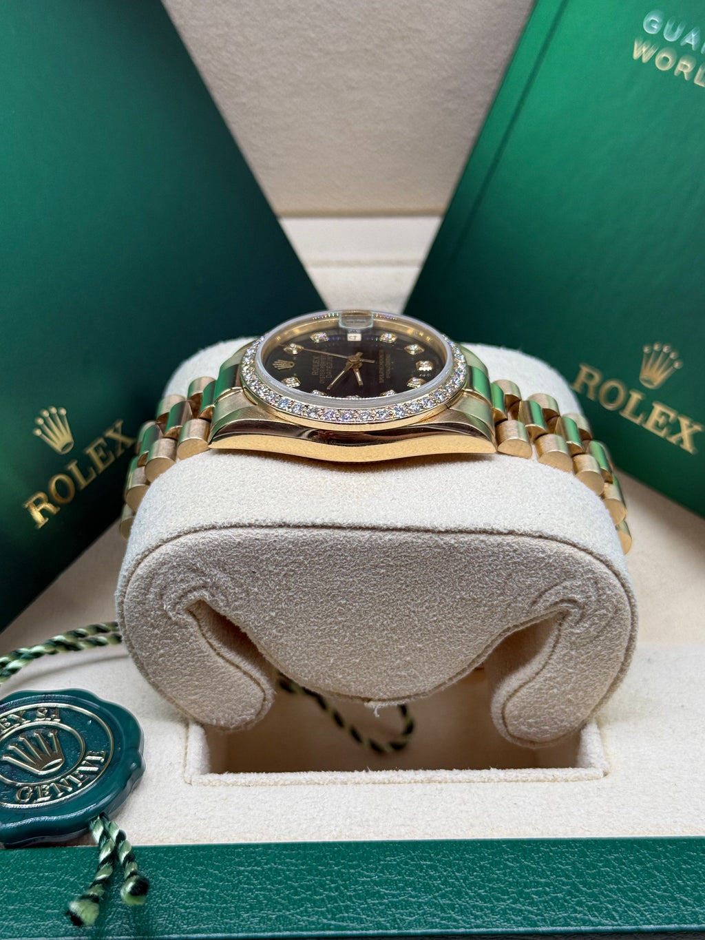 Rolex Datejust 31mm 18K Yellow Gold Green Diamond Dial