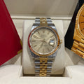 Rolex Datejust 36 two tone champagne index dial with fluted yellow gold bezel on Jubilee bracelet at Adonia Jewellers in Yorkville, Toronto