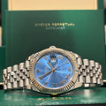 Rolex Datejust 41 ref 126334 Azzurro blue Roman dial with white gold fluted bezel on Jubilee bracelet at Adonia Jewellers in Yorkville, Toronto