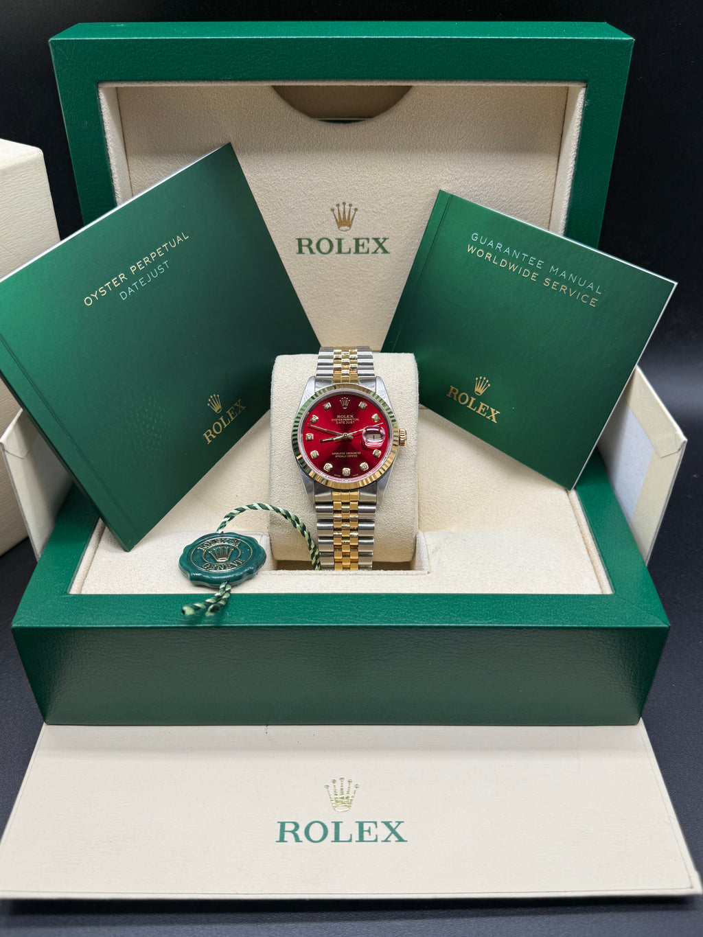 Rolex Datejust 36mm Two-Tone Stainless Steel & 18K Yellow Gold Red Diamond Dial