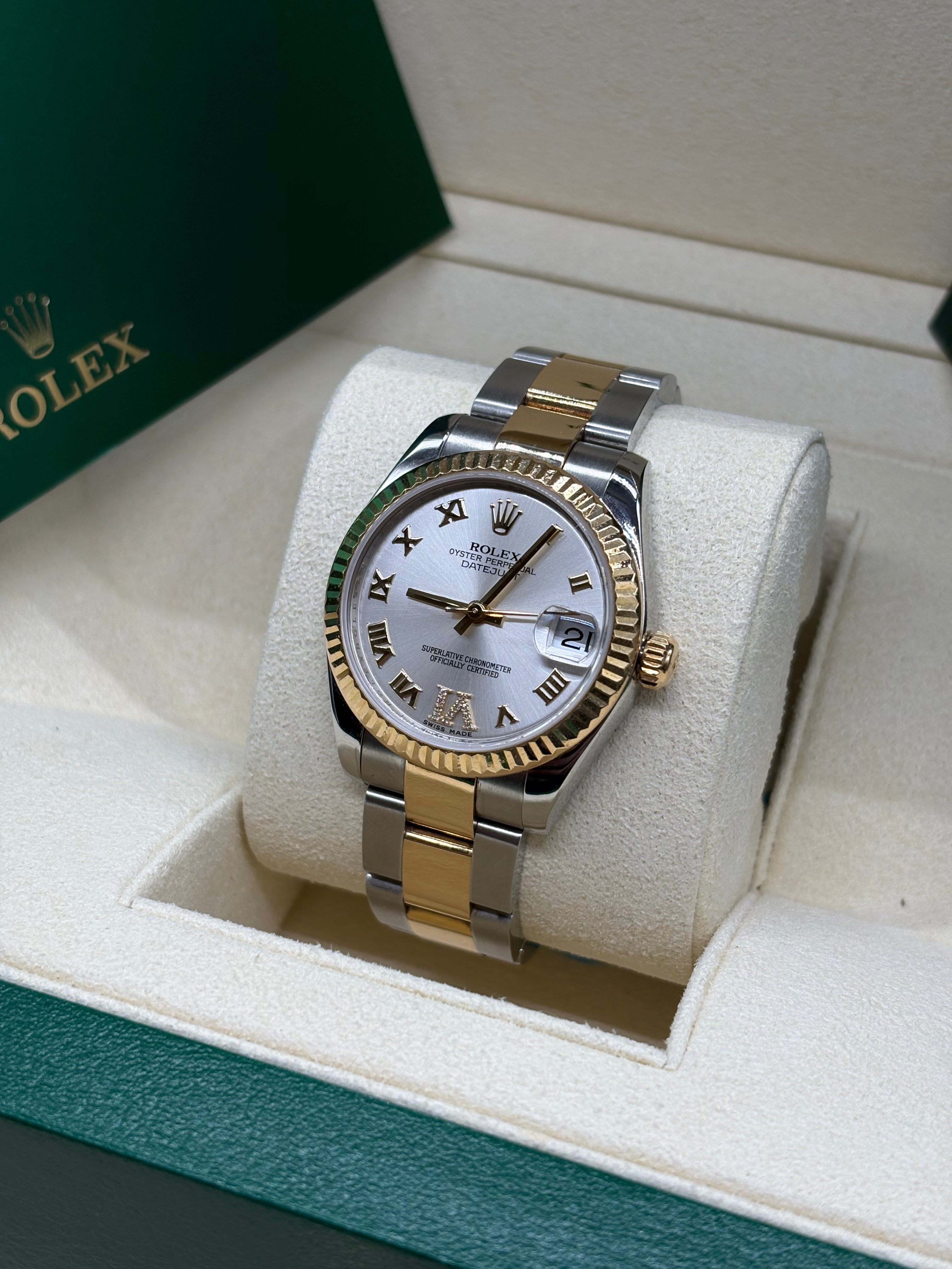 Rolex Lady-Datejust 31 Silver Roman Dial Oystersteel and 18K Yellow Gold - Ref. 178273