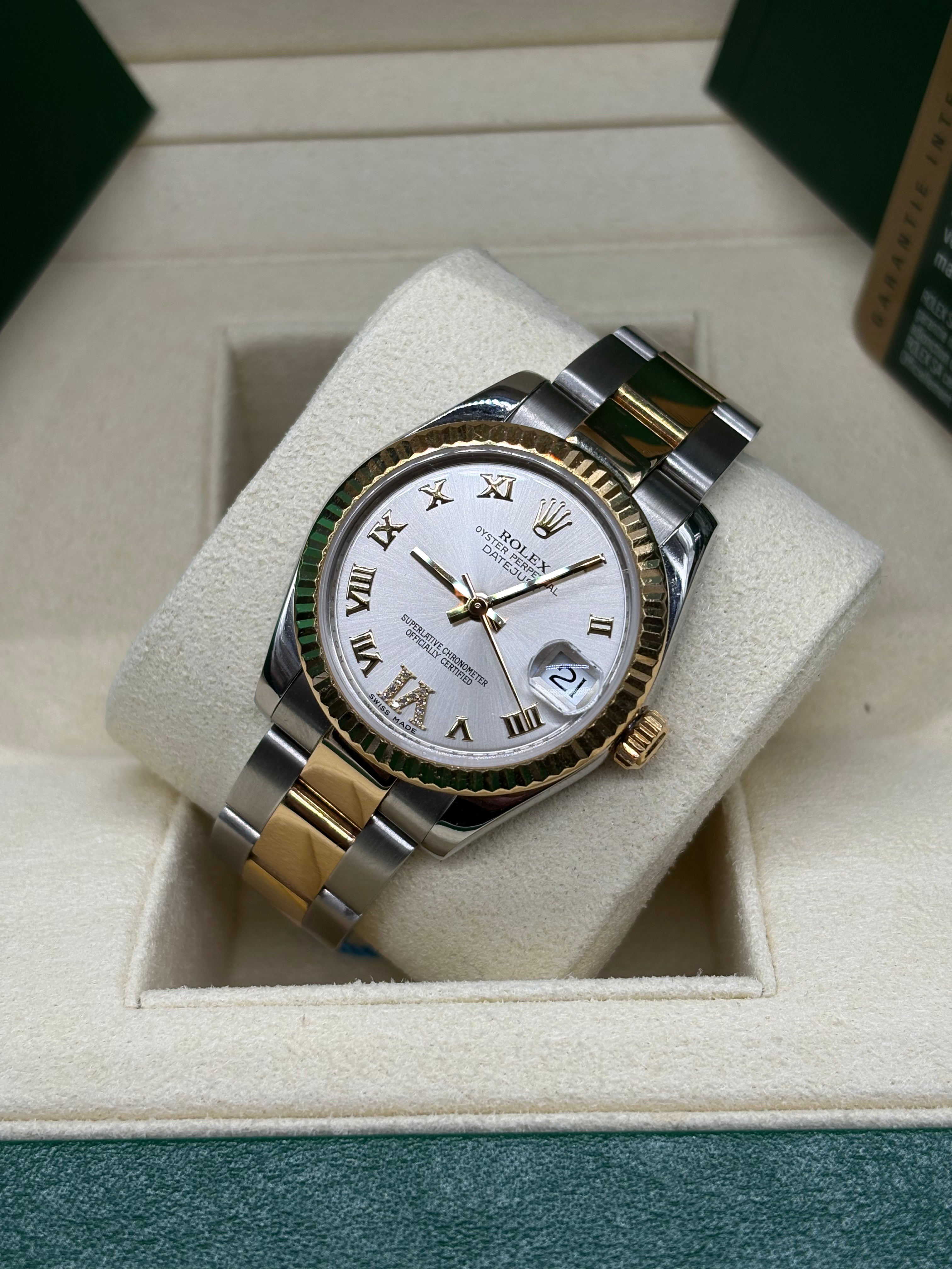 Rolex Lady-Datejust 31 Silver Roman Dial Oystersteel and 18K Yellow Gold - Ref. 178273