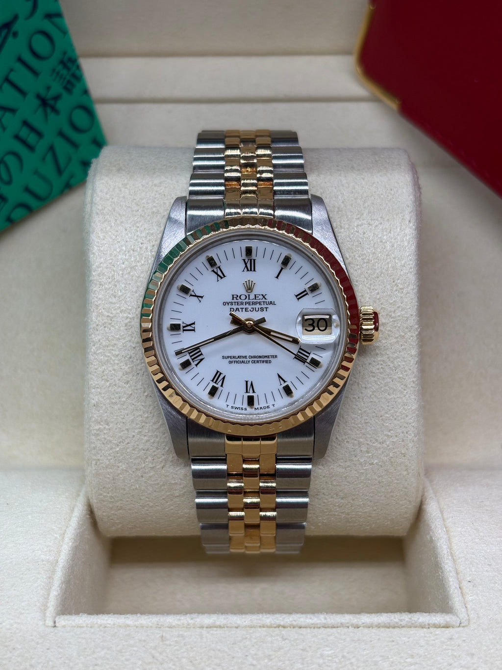 Rolex Datejust 31 White Roman Dial Oystersteel and 18K Yellow Gold - Ref. 68273
