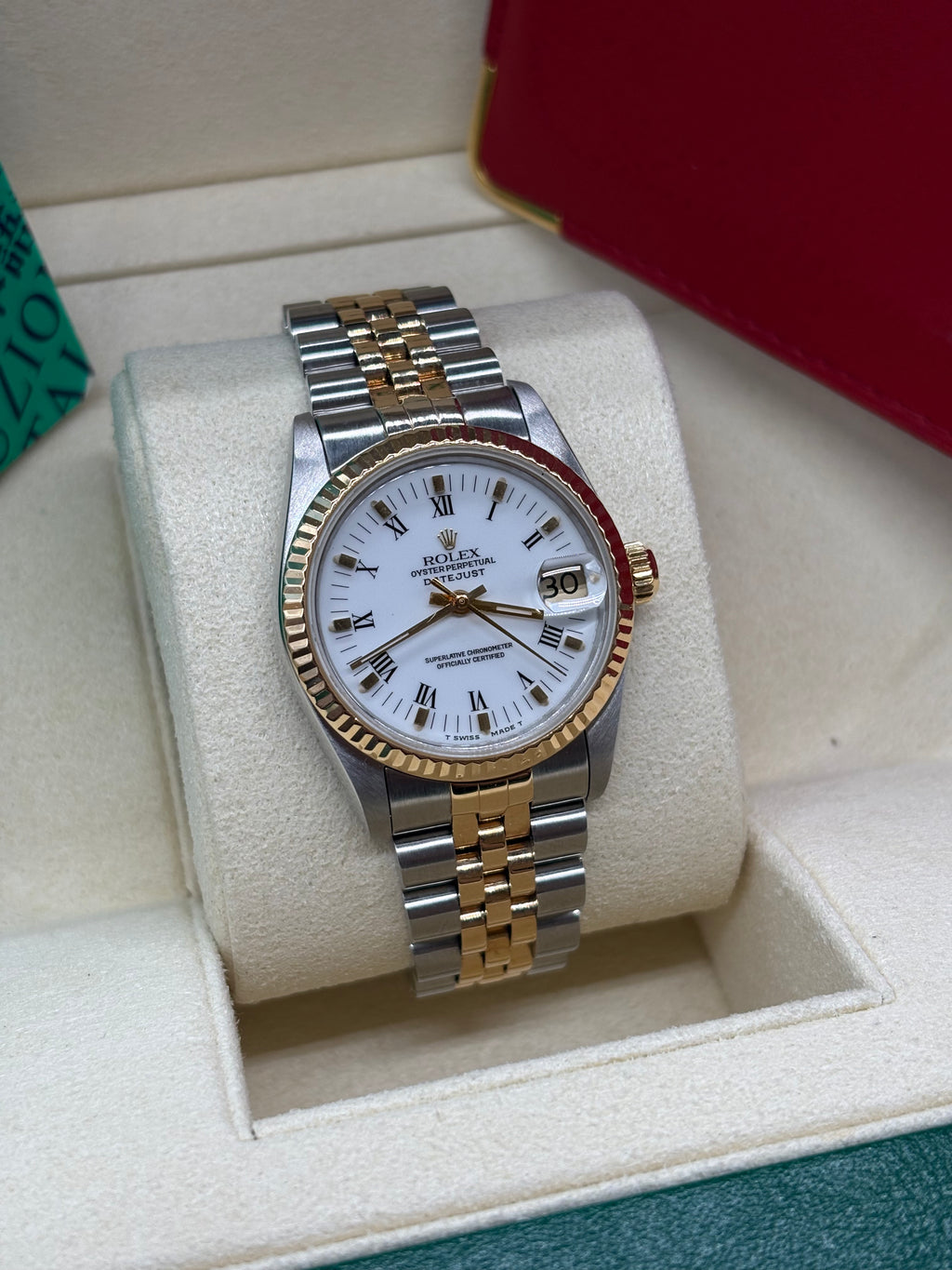 Rolex Datejust 31 White Roman Dial Oystersteel and 18K Yellow Gold - Ref. 68273