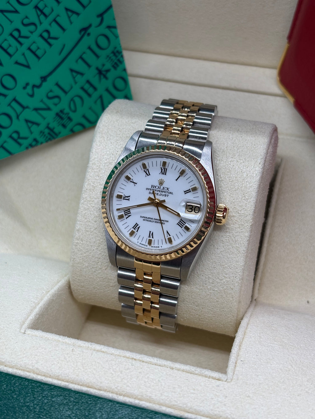 Rolex Datejust 31 White Roman Dial Oystersteel and 18K Yellow Gold - Ref. 68273