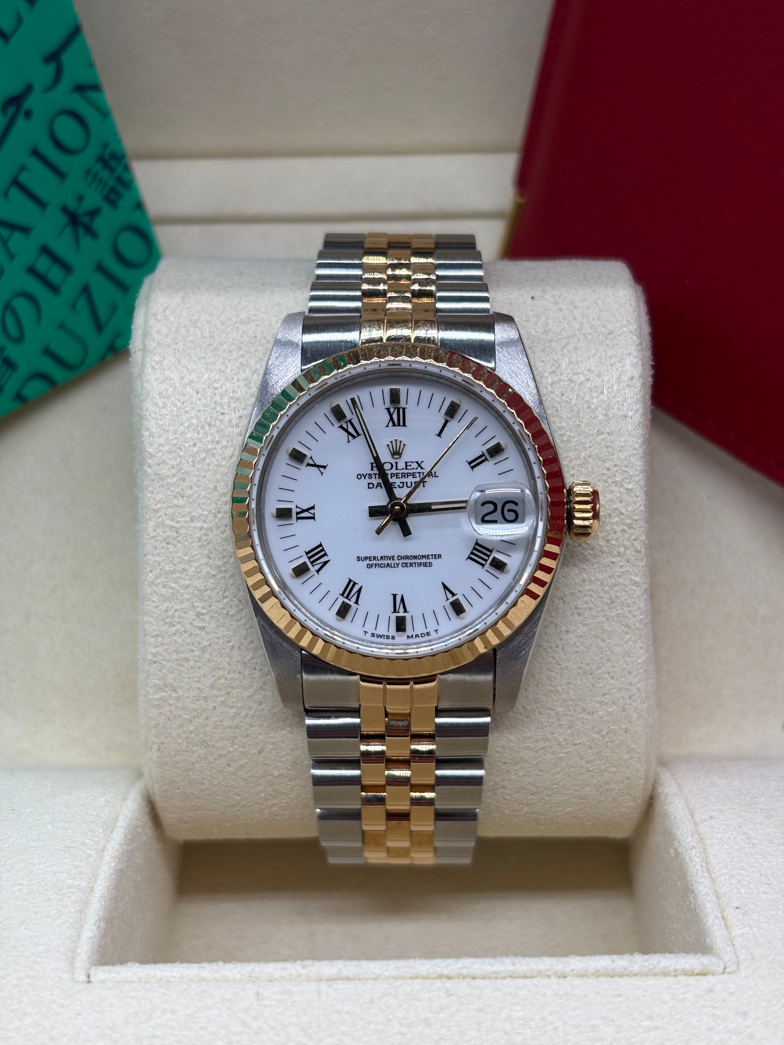 Rolex Datejust 31 White Roman Dial Oystersteel and 18K Yellow Gold - Ref. 68273