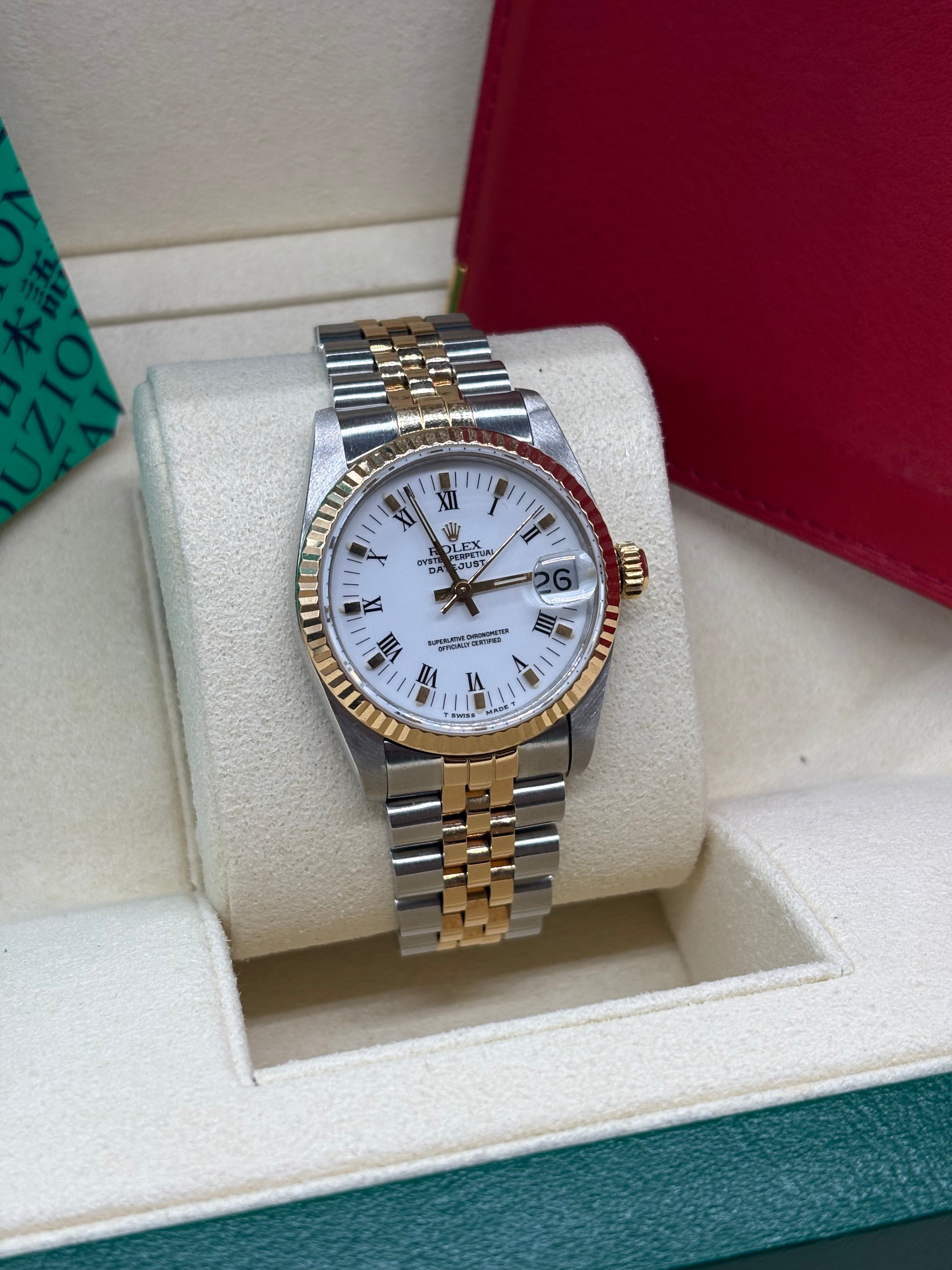 Rolex Datejust 31 White Roman Dial Oystersteel and 18K Yellow Gold - Ref. 68273