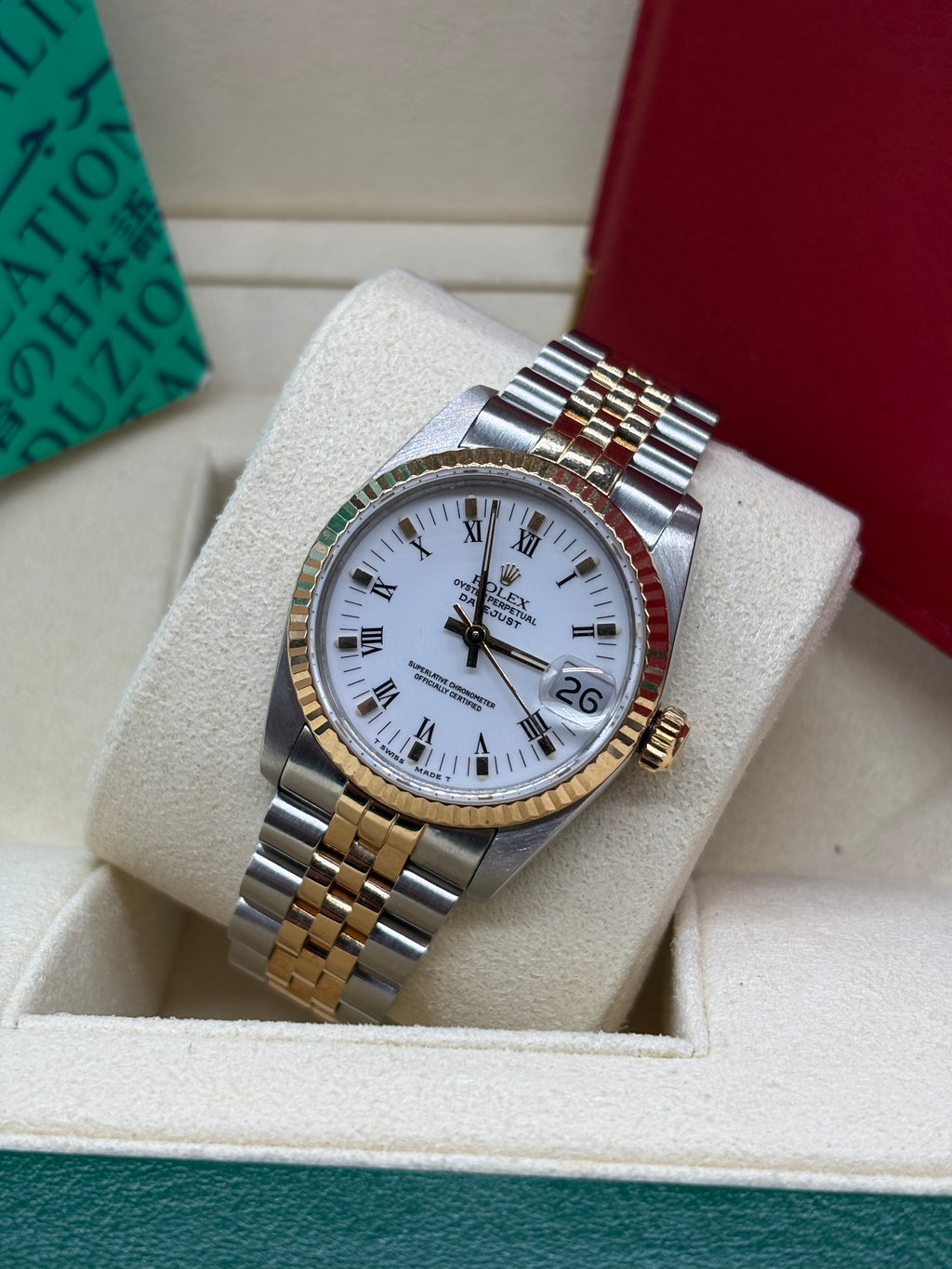 Rolex Datejust 31 White Roman Dial Oystersteel and 18K Yellow Gold - Ref. 68273
