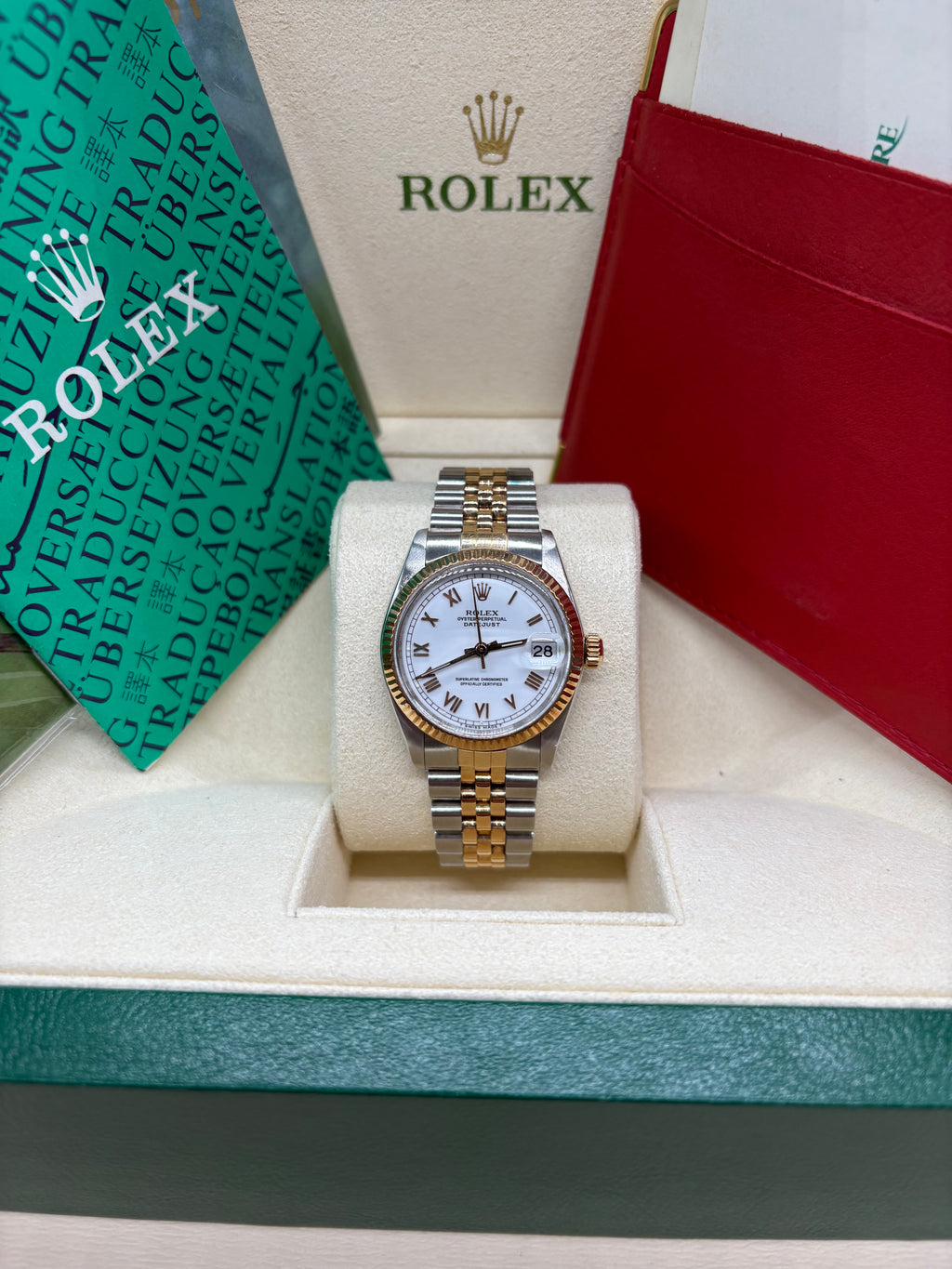 Rolex Datejust 31 White Roman Dial Oystersteel and 18K Yellow Gold - Ref. 6827