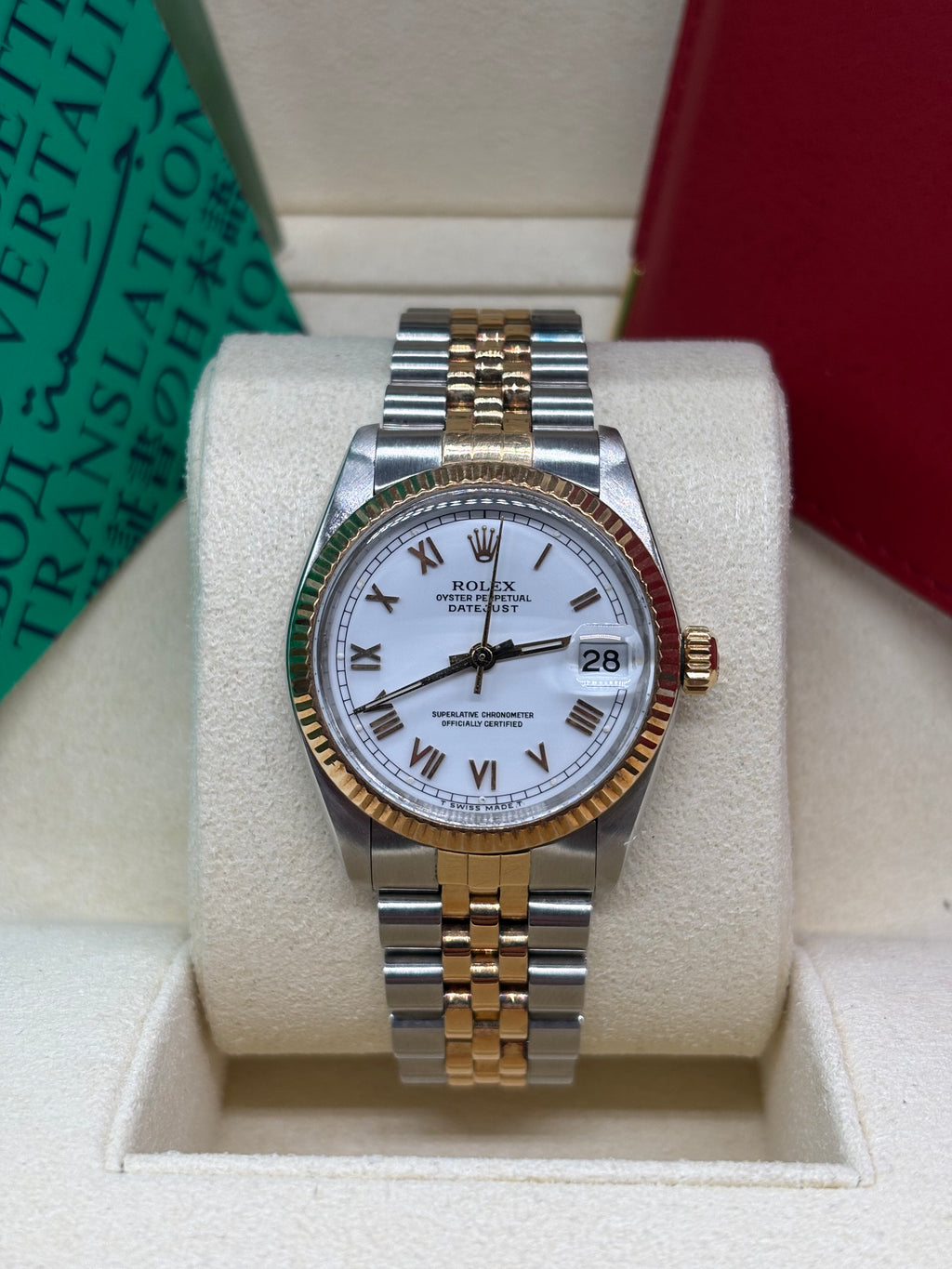 Rolex Datejust 31 White Roman Dial Oystersteel and 18K Yellow Gold - Ref. 6827