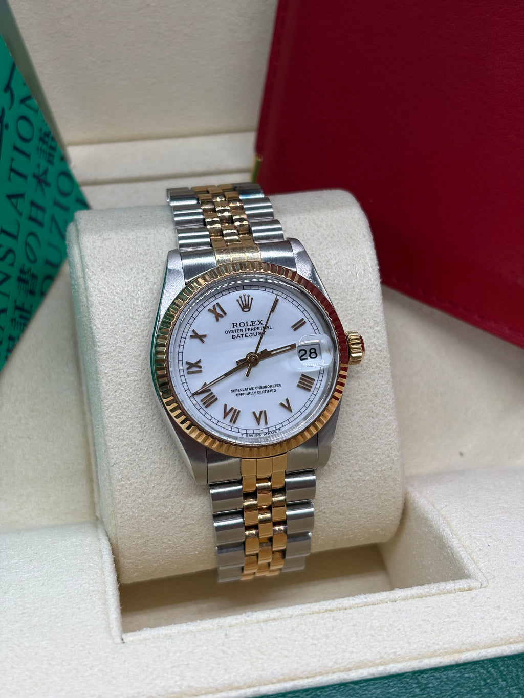Rolex Datejust 31 White Roman Dial Oystersteel and 18K Yellow Gold - Ref. 6827