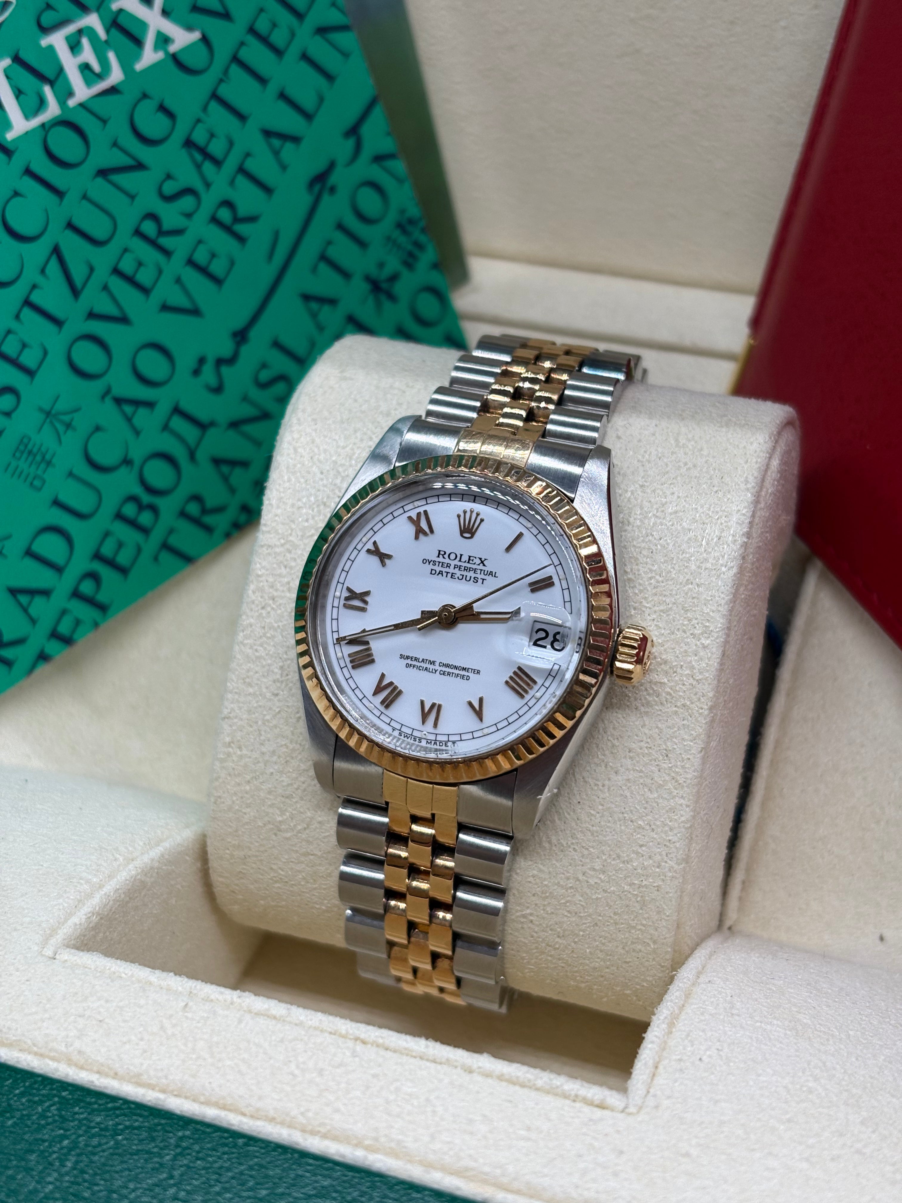Rolex Datejust 31 White Roman Dial Oystersteel and 18K Yellow Gold - Ref. 6827