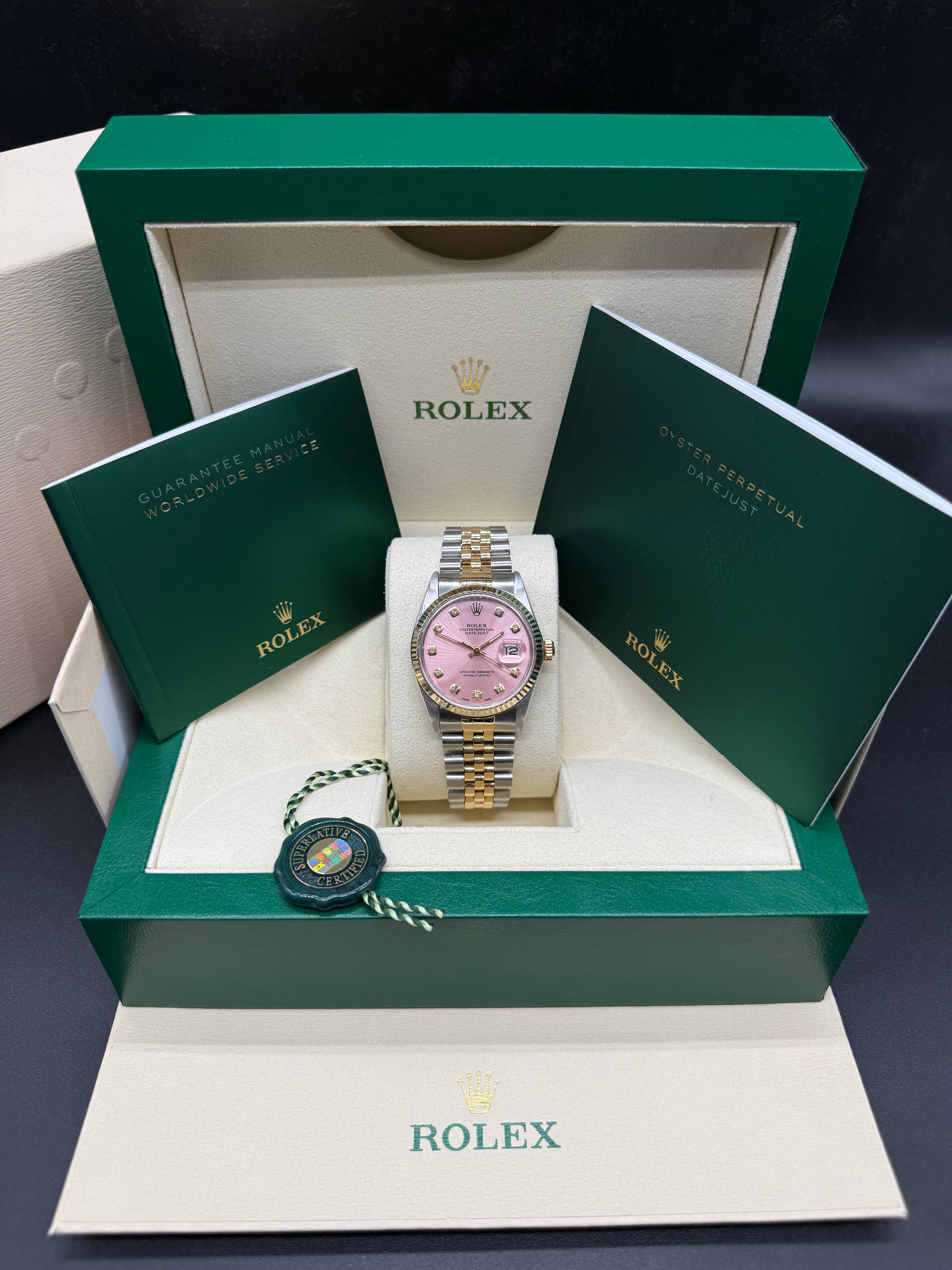 Rolex Datejust 36mm Two-Tone Stainless Steel & 18K Yellow Gold Pink Diamond Dial