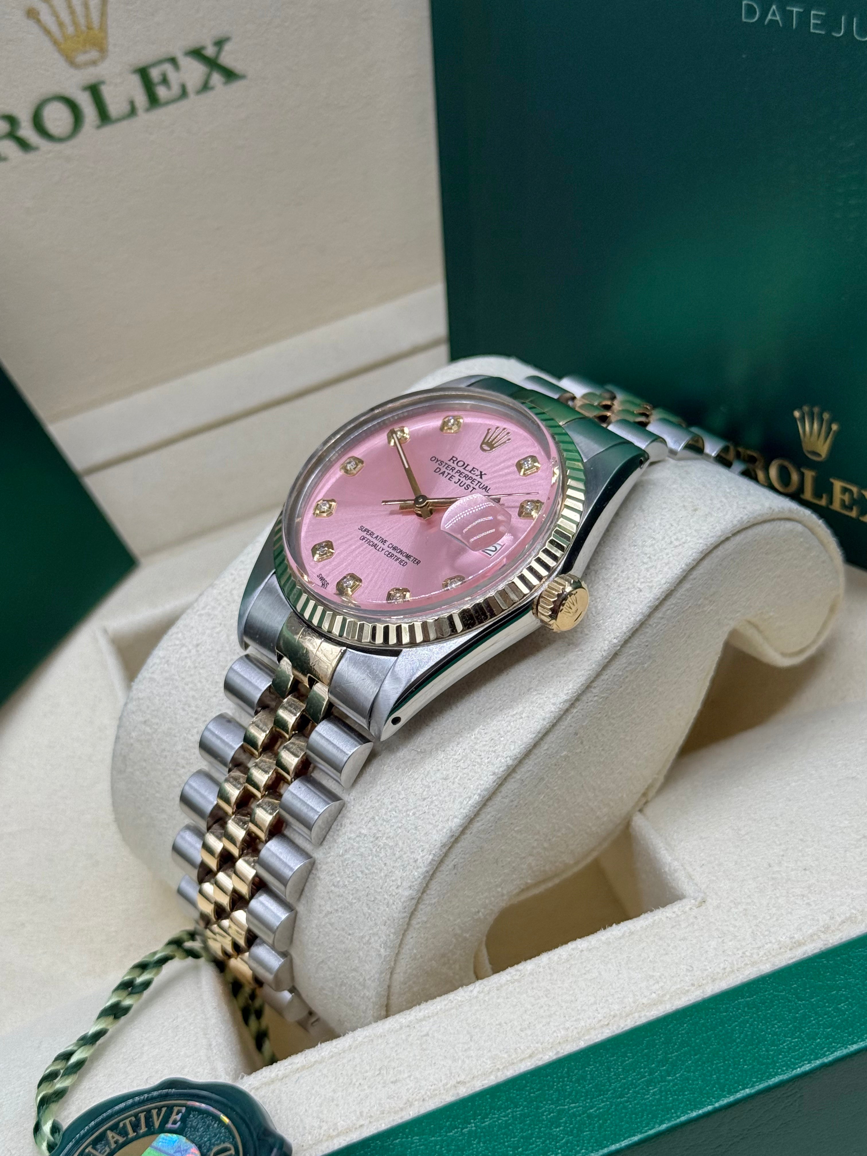 Rolex Datejust 36mm Two-Tone Stainless Steel & 18K Yellow Gold Pink Diamond Dial