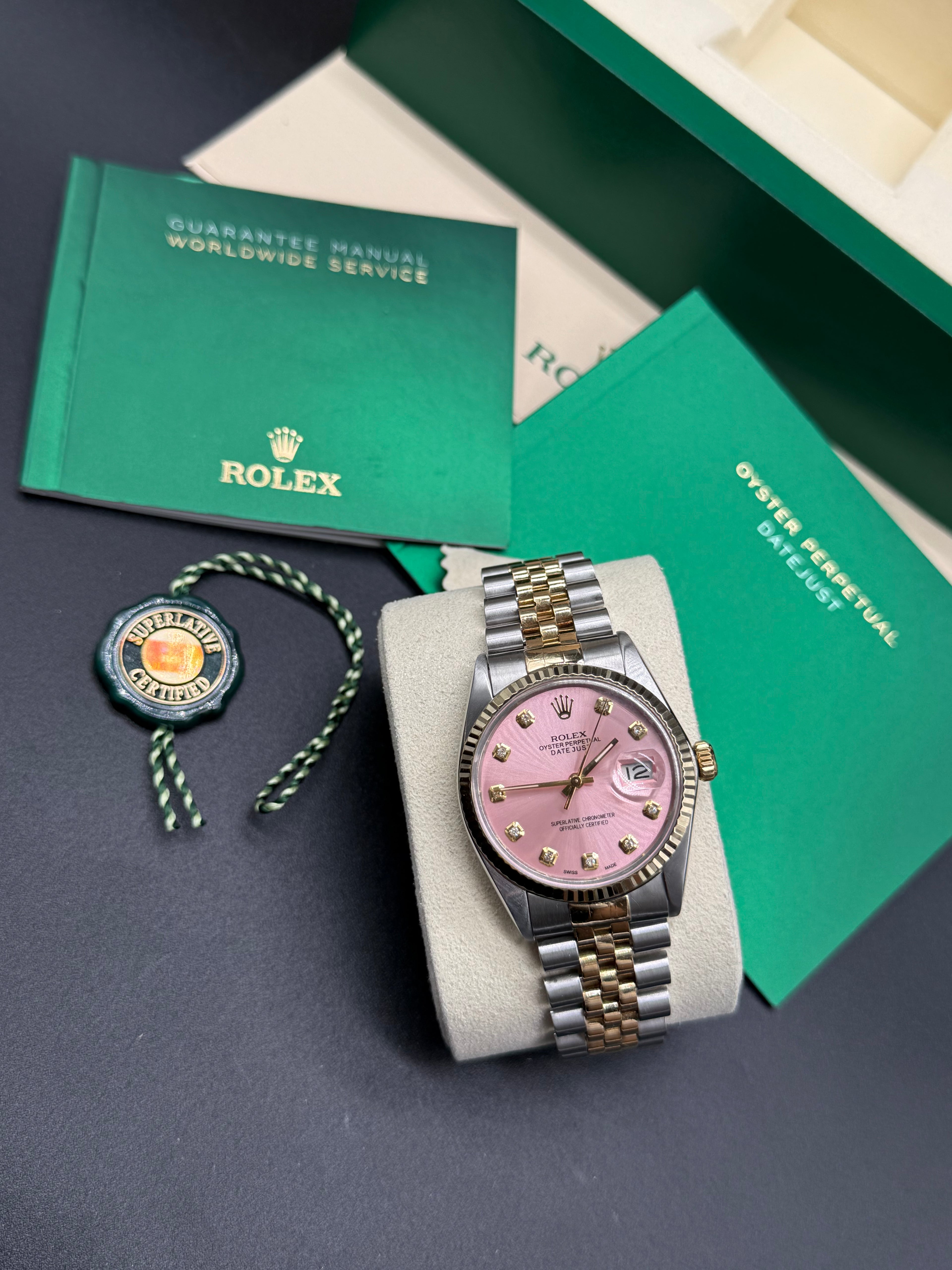 Rolex Datejust 36mm Two-Tone Stainless Steel & 18K Yellow Gold Pink Diamond Dial