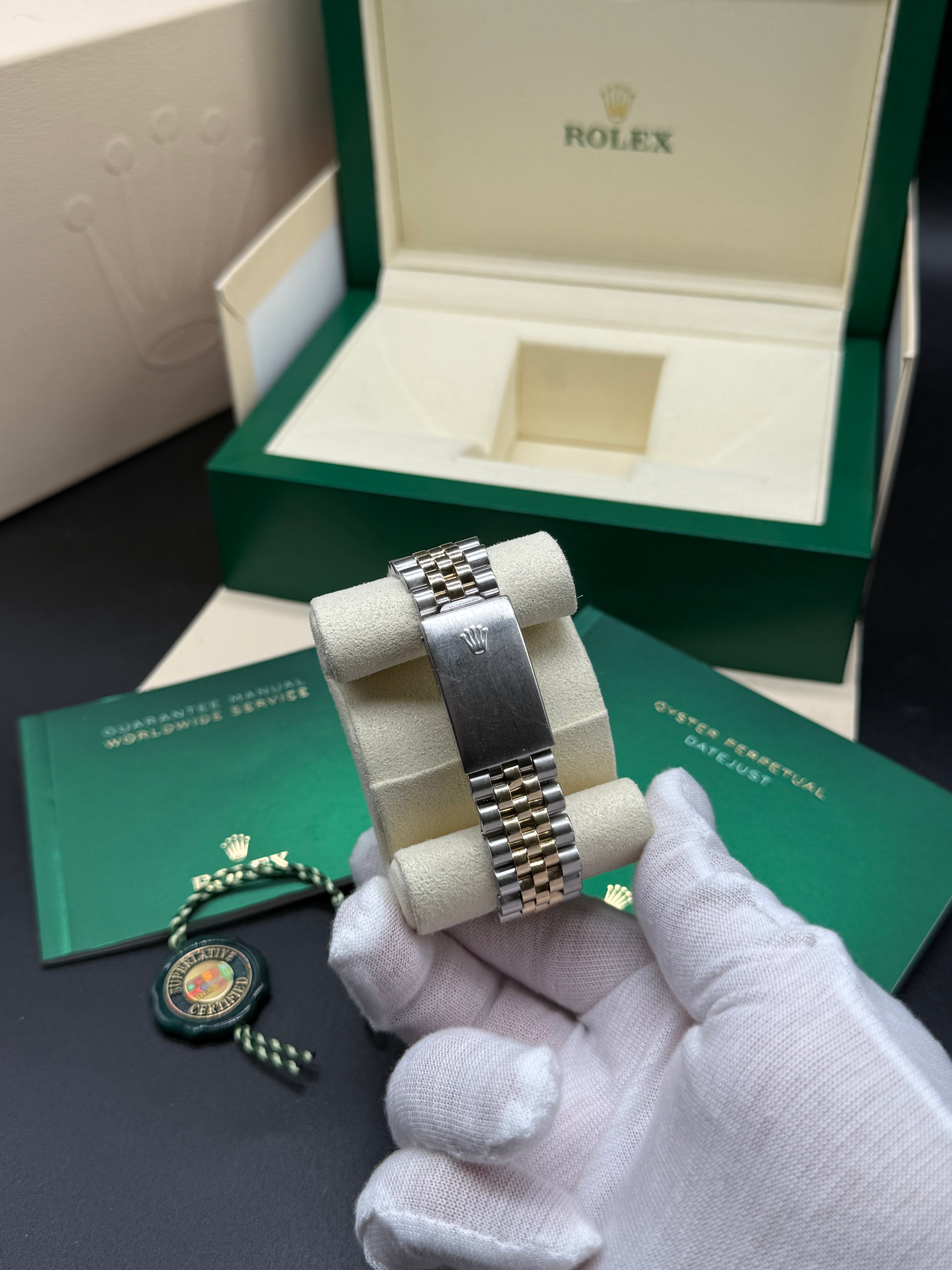 Rolex Datejust 36mm Two-Tone Stainless Steel & 18K Yellow Gold Green Dial Diamond Hour Markers Fluted Bezel Jubilee Bracelet