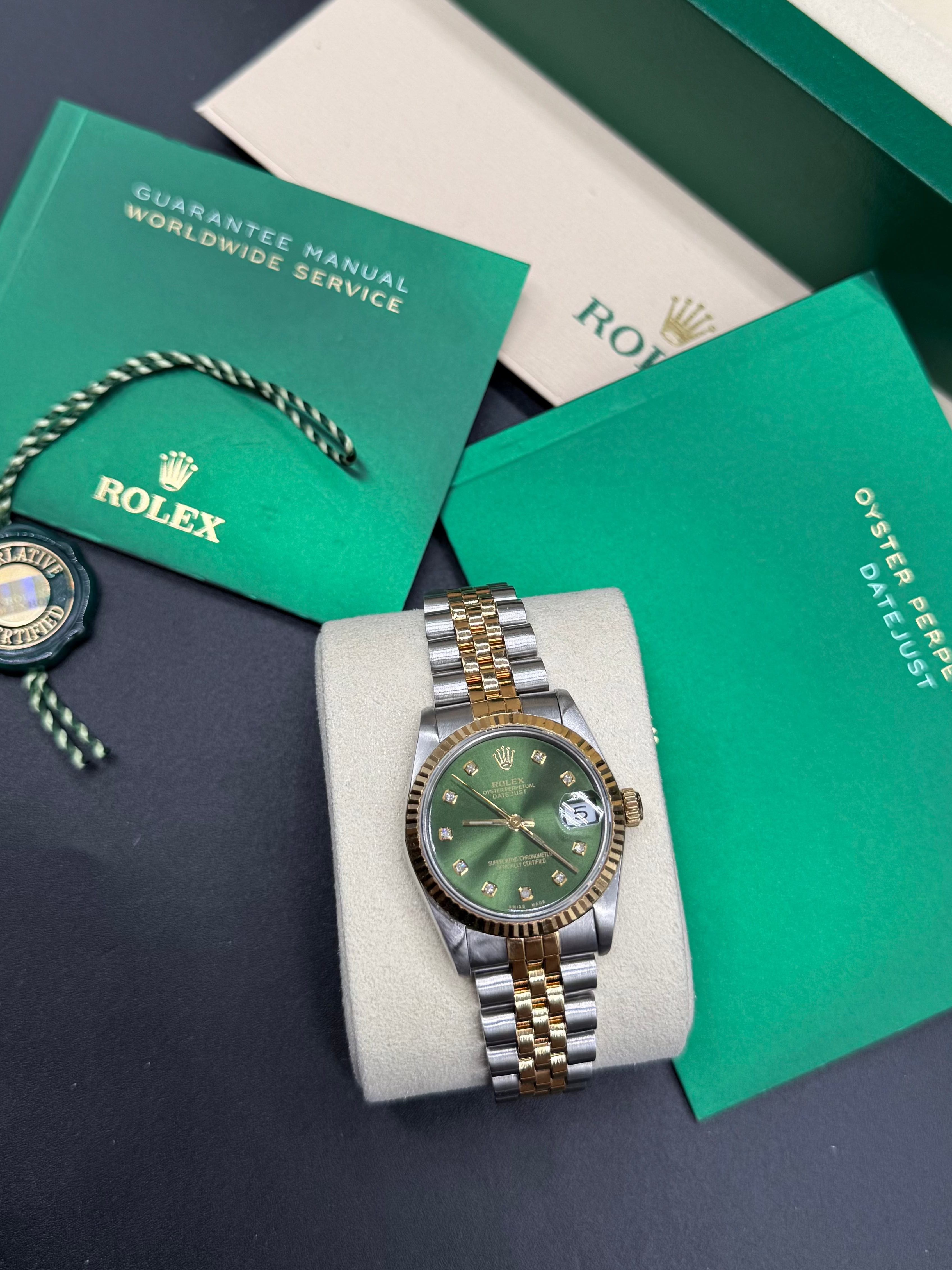 Rolex Lady-Datejust 31mm Two-Tone Stainless Steel & 18K Yellow Gold Green Diamond Dial