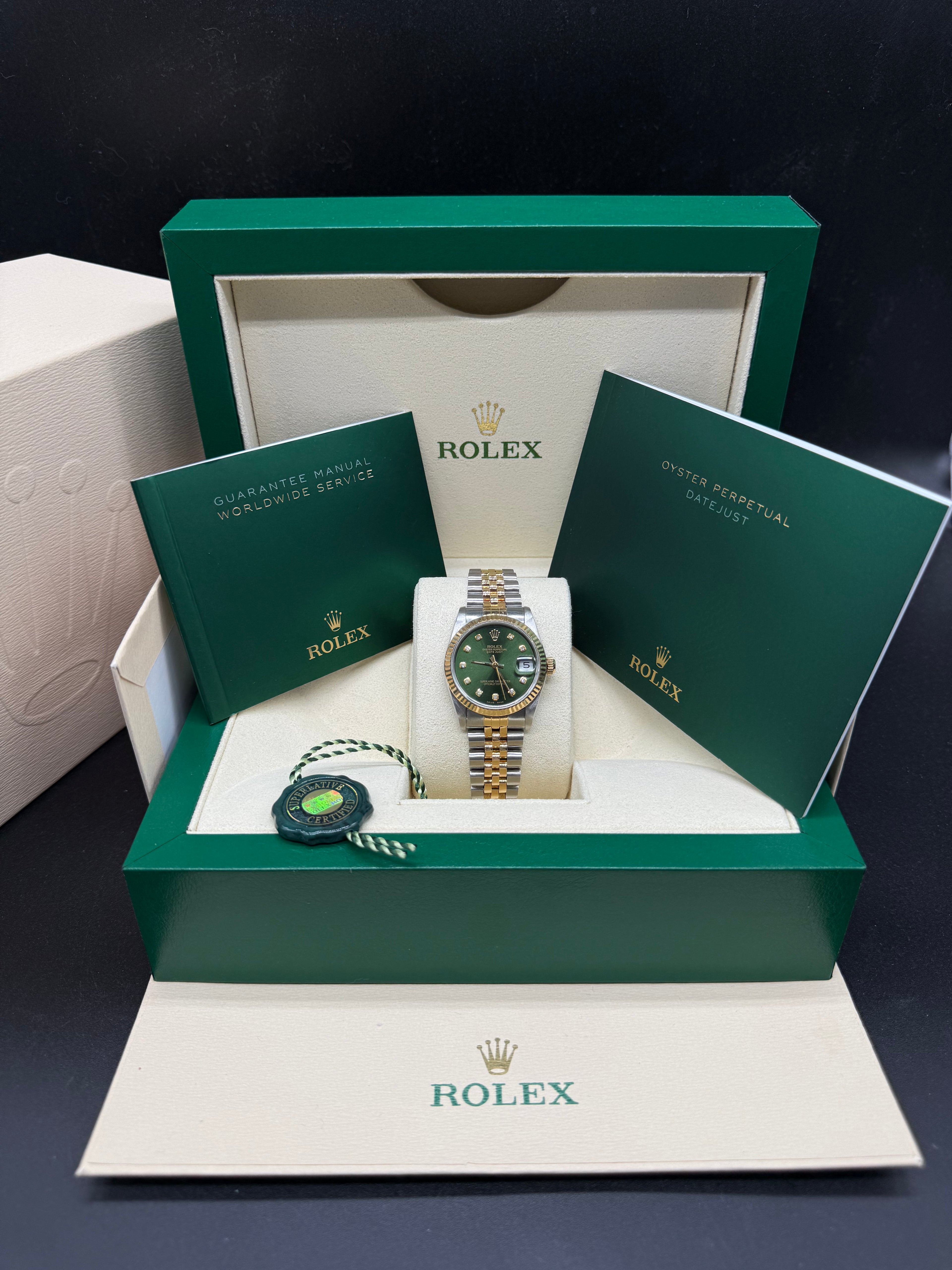 Rolex Lady-Datejust 31mm Two-Tone Stainless Steel & 18K Yellow Gold Green Diamond Dial
