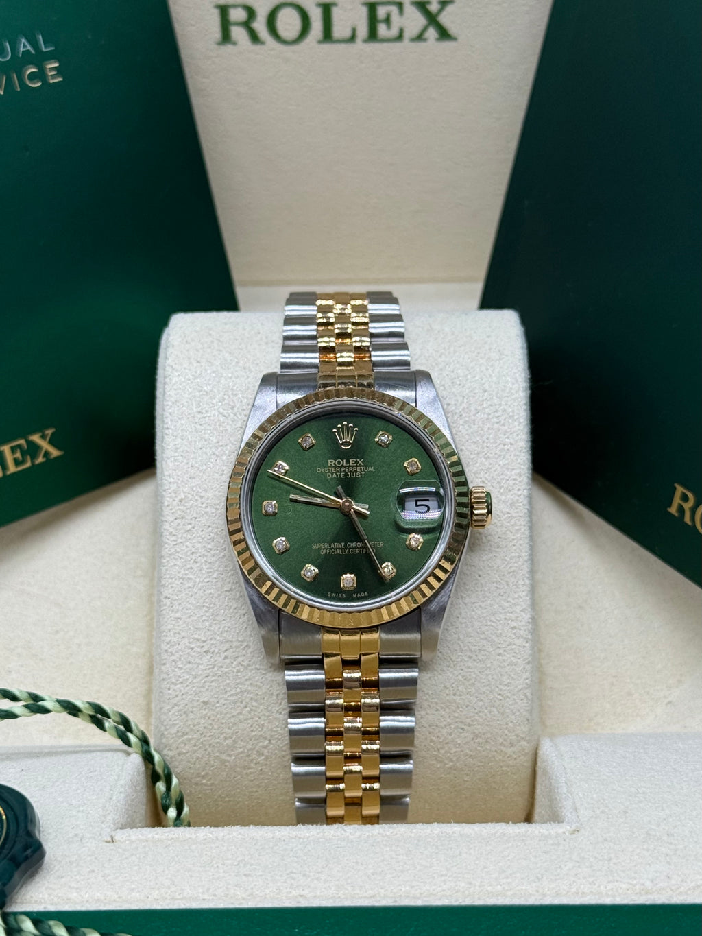 Rolex Lady-Datejust 31mm Two-Tone Stainless Steel & 18K Yellow Gold Green Diamond Dial