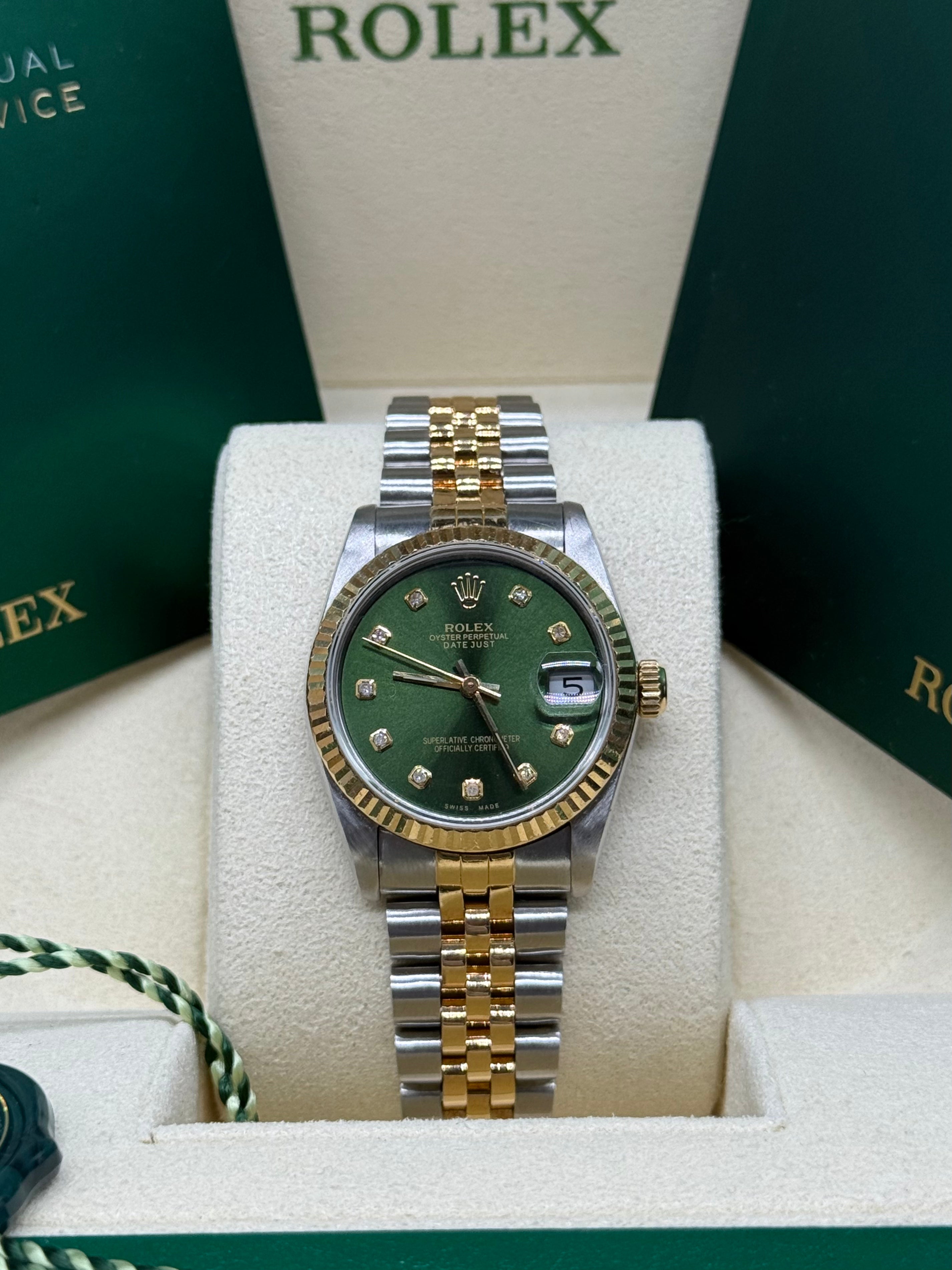 Rolex Lady-Datejust 31mm Two-Tone Stainless Steel & 18K Yellow Gold Green Diamond Dial